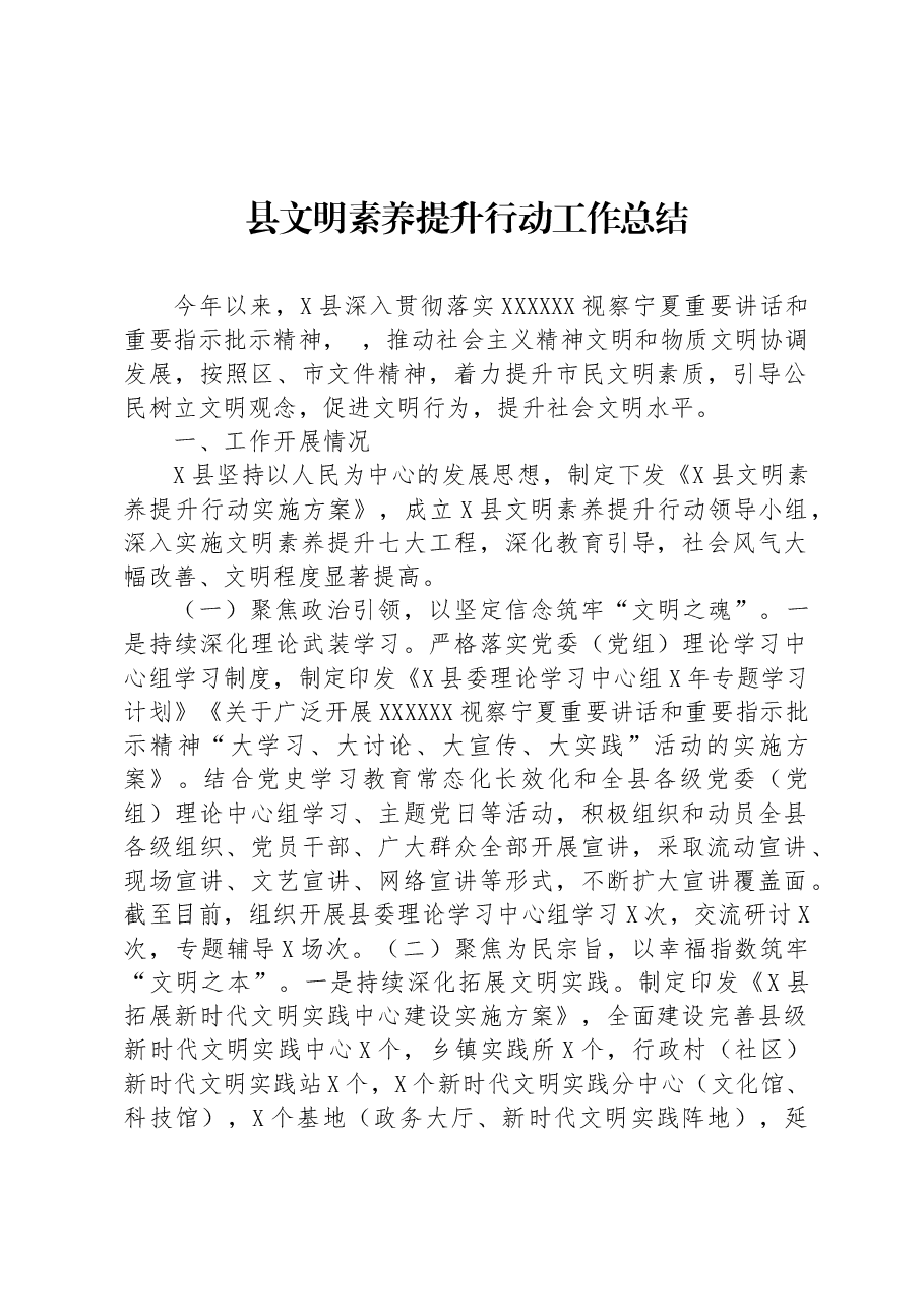 县文明素养提升行动工作总结.docx,第1页预览