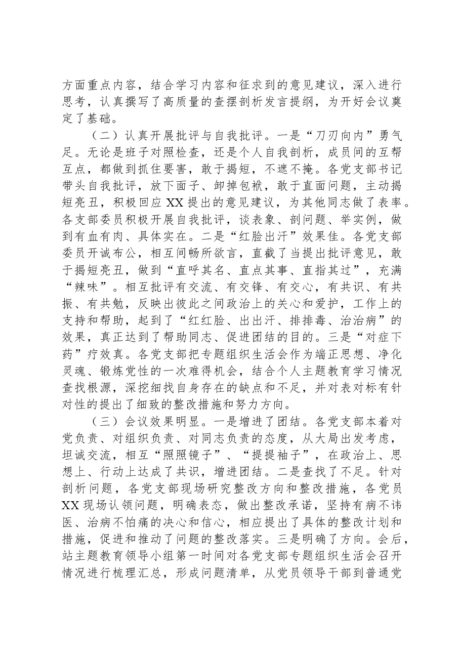 2023年主题教育专题组织生活会的情况报告.docx,第2页预览