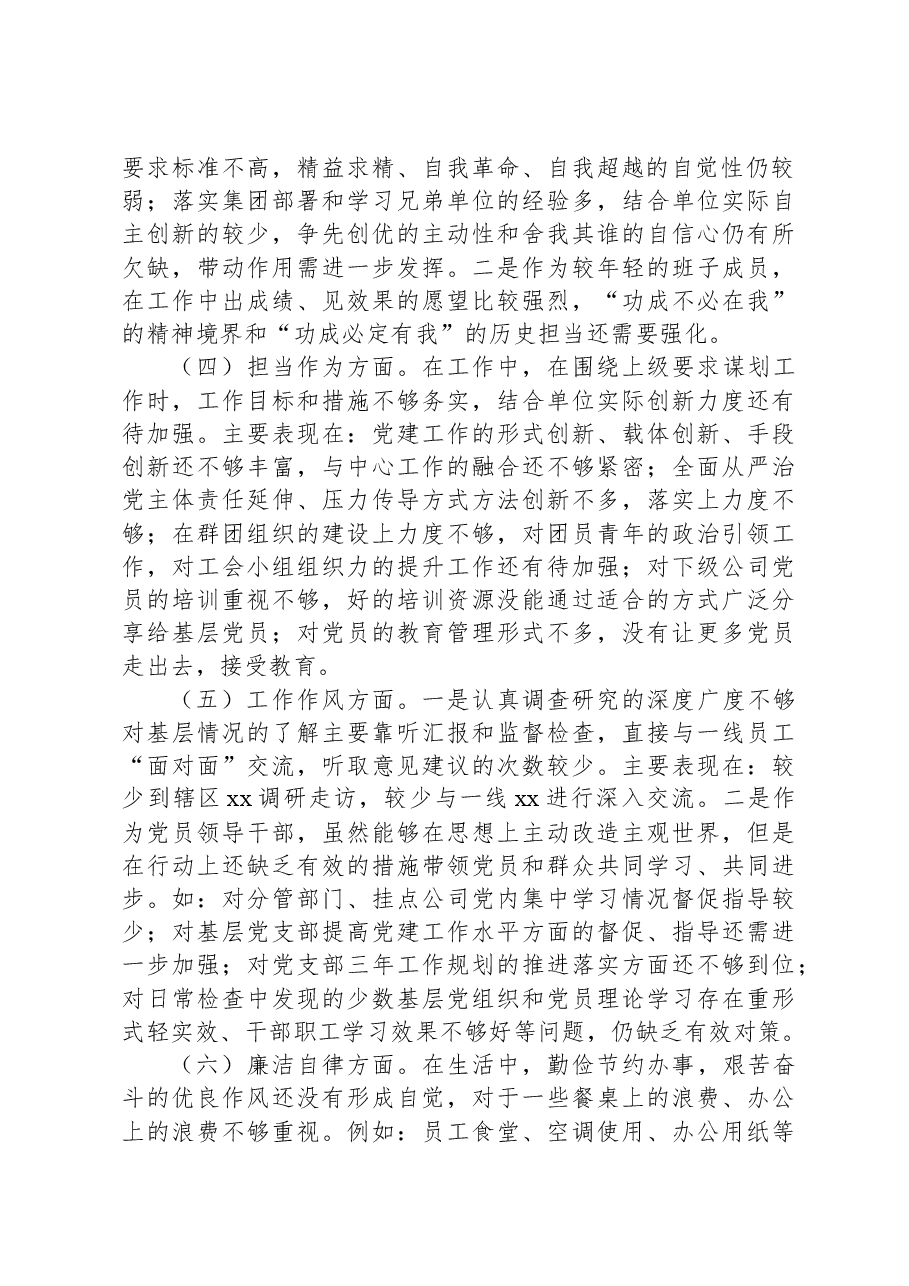 国企班子成员主题教育民主生活会个人对照检查材料.docx，第2页预览