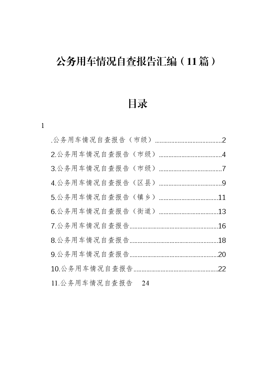 （11篇）公务用车情况自查报告汇编.docx，第1页预览