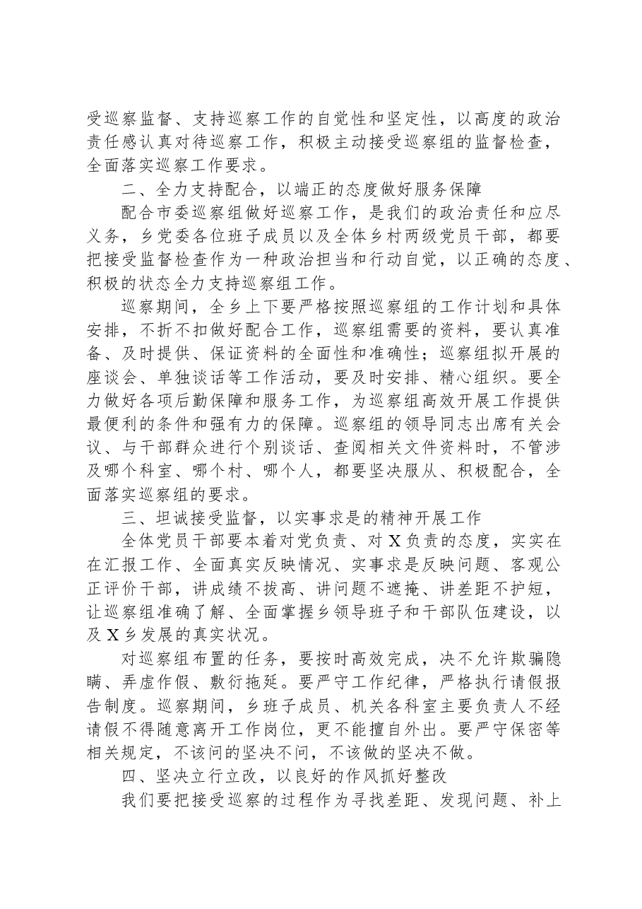 党委在巡视巡察工作动员会上的表态发言.docx,第2页预览