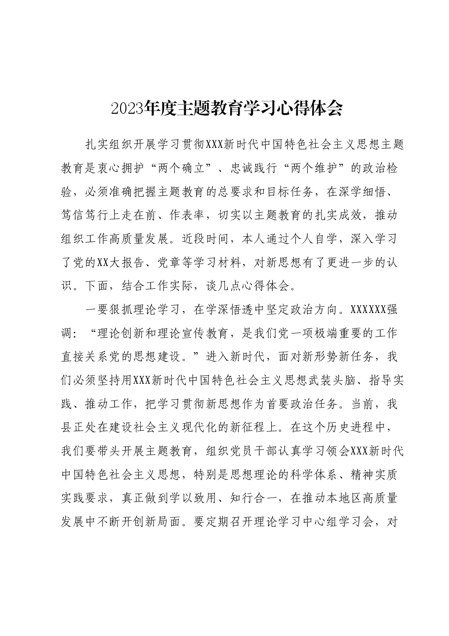 2023年度主题教育学习心得体会 (2).docx,第1页预览