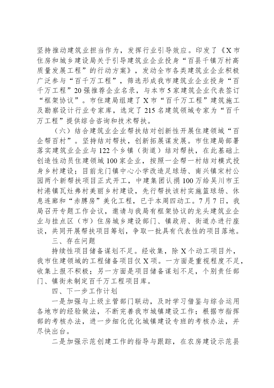 “百县千镇万村高质量发展工程”指挥部城镇建设专班工作开展情况报告.docx,第3页预览