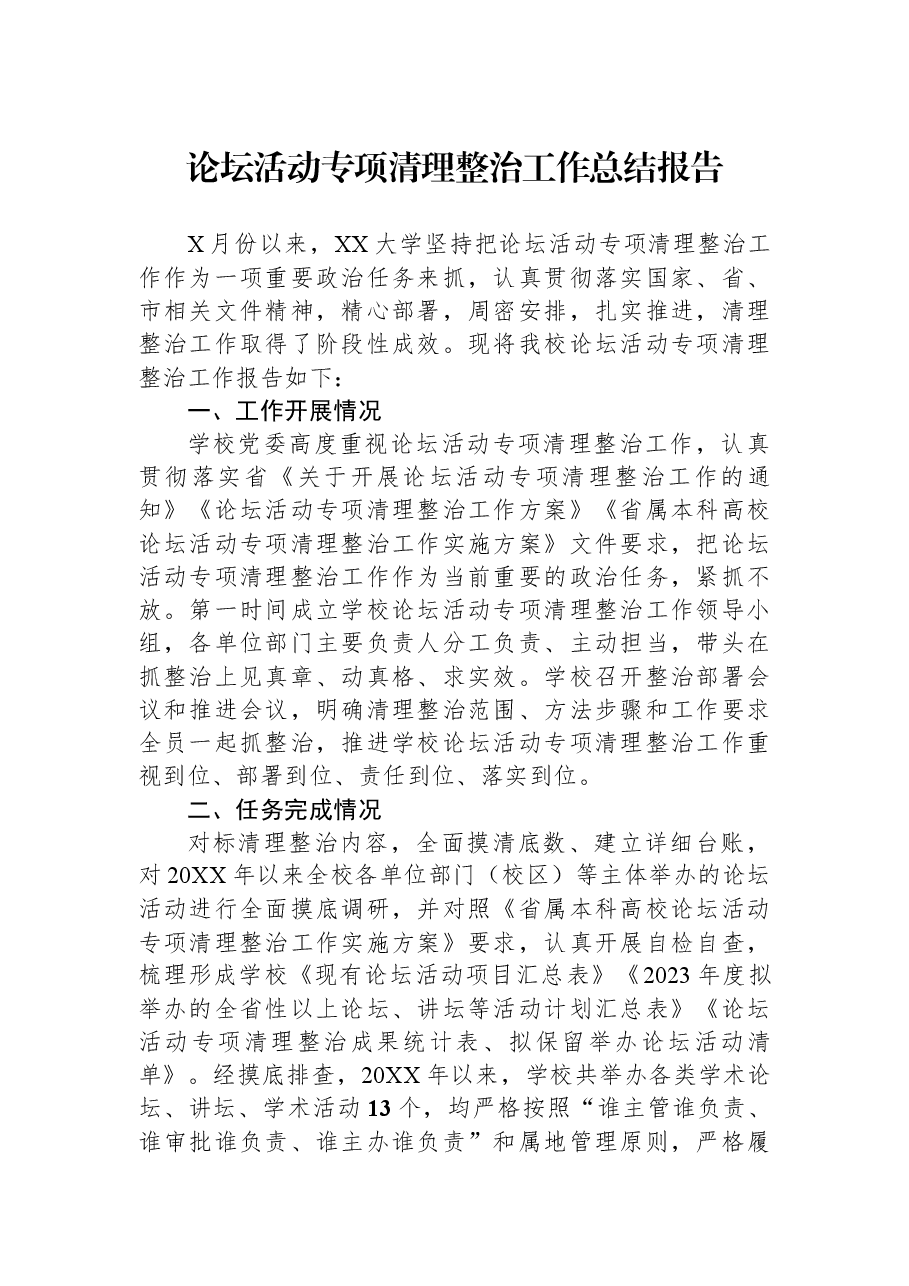 论坛活动专项清理整治工作总结报告.docx,第1页预览