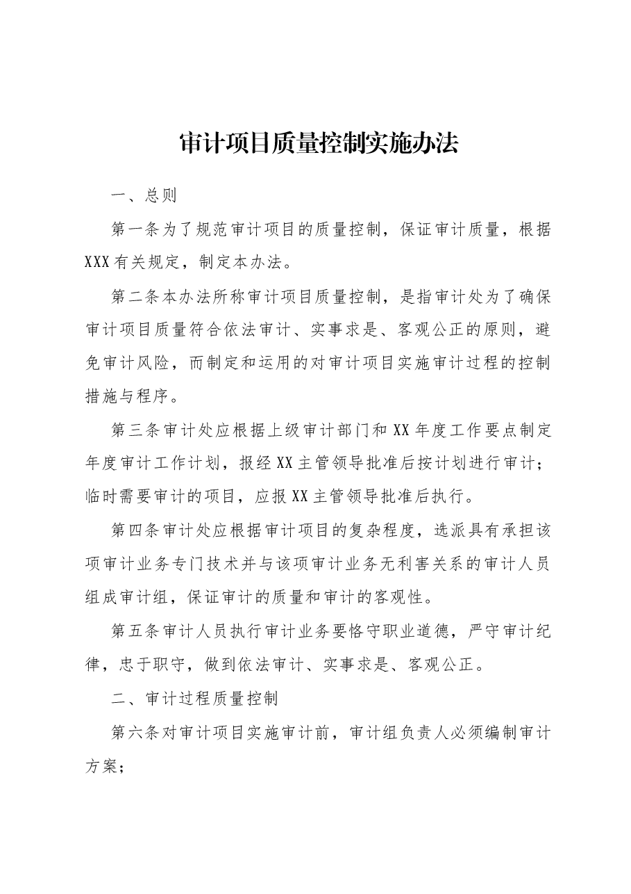 审计项目质量控制实施办法.docx,第1页预览