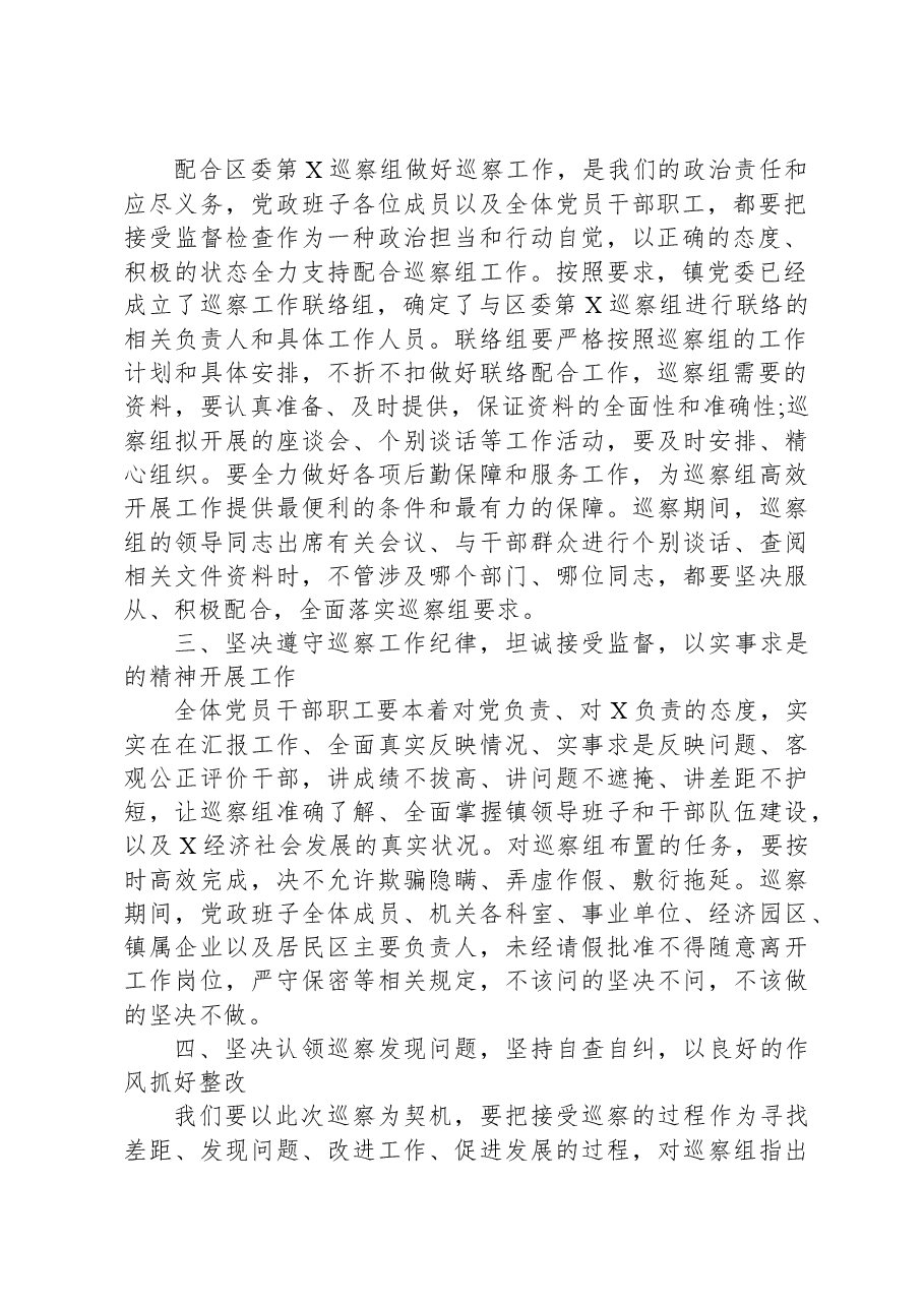 在2023年镇巡察工作动员会上的表态发言.docx,第2页预览
