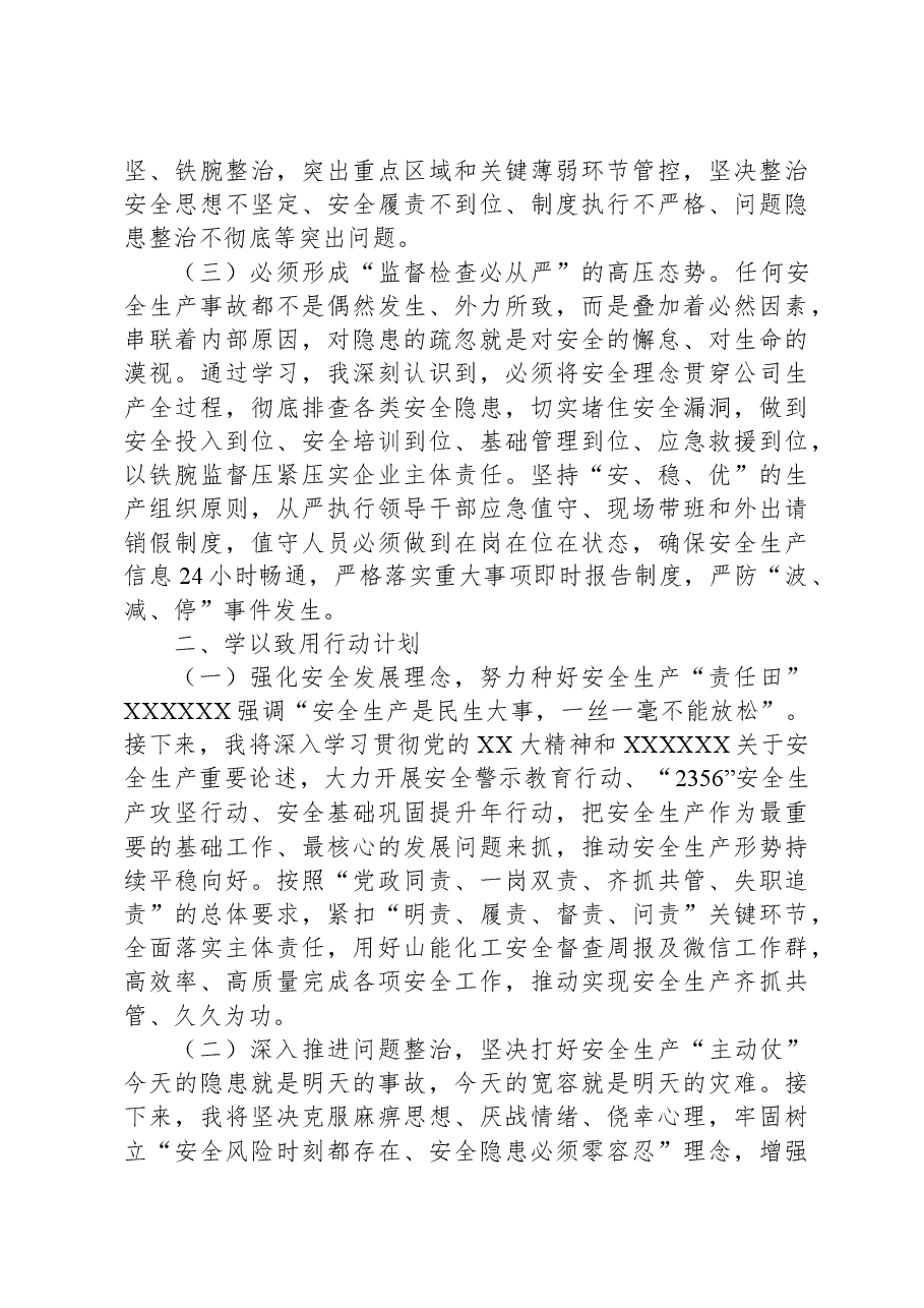 在应急管理专题培训班上的学习发言:强化安全发展理念+筑牢安全生产防线.docx,第2页预览