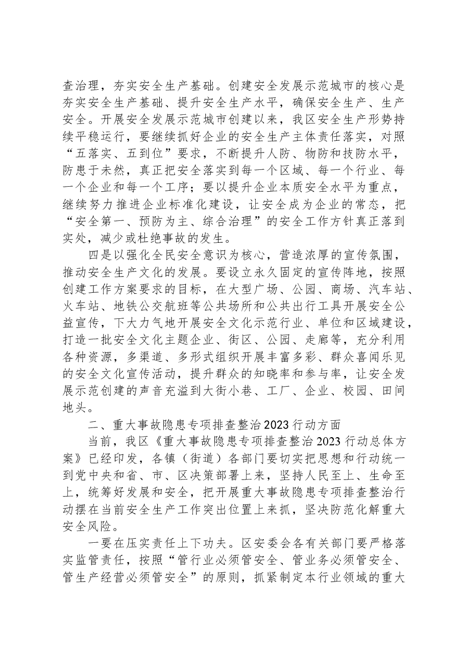 在全区安全发展示范城市和重大事故2023行动重点工作推进会上的发言.docx,第2页预览