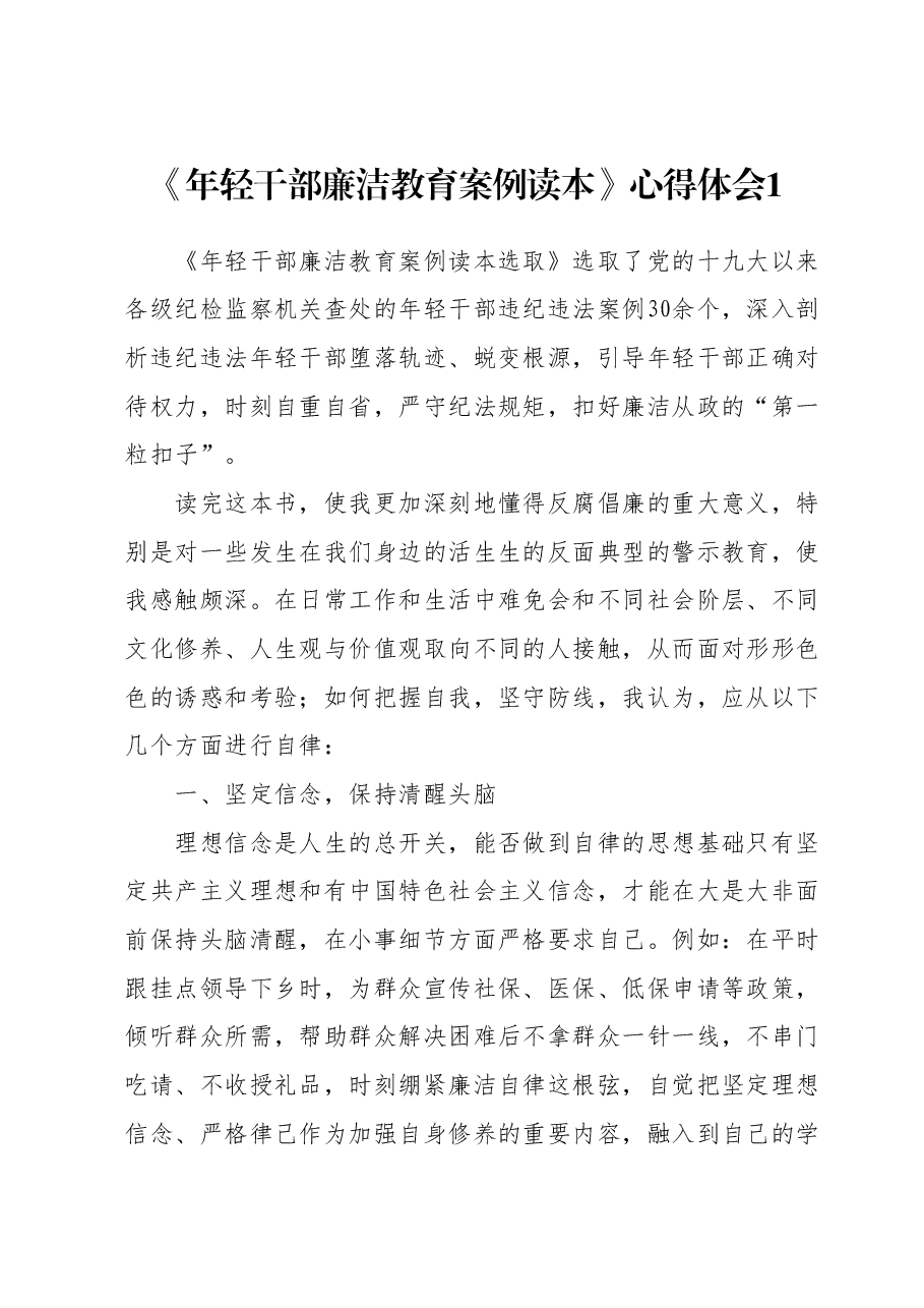 (10篇)《年轻干部廉洁教育案例读本》心得体会汇编.docx,第2页预览