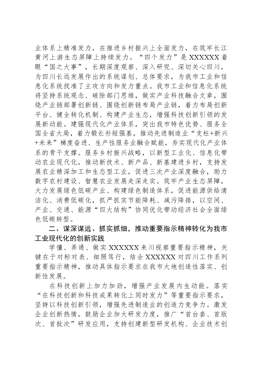 工信局长在市委主题教育第一期读书班上的研讨交流发言.docx，第3页预览