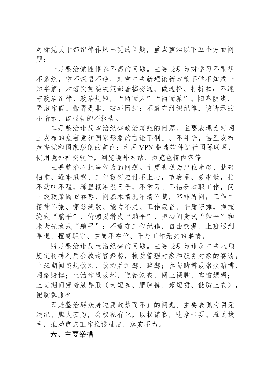 关于开展党员干部作风建设专项整治实施方案.docx,第2页预览