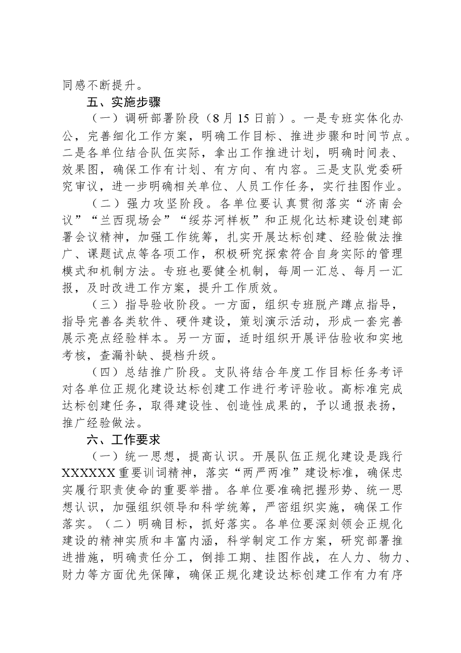 xx队伍正规化建设工作实施方案.docx,第4页预览