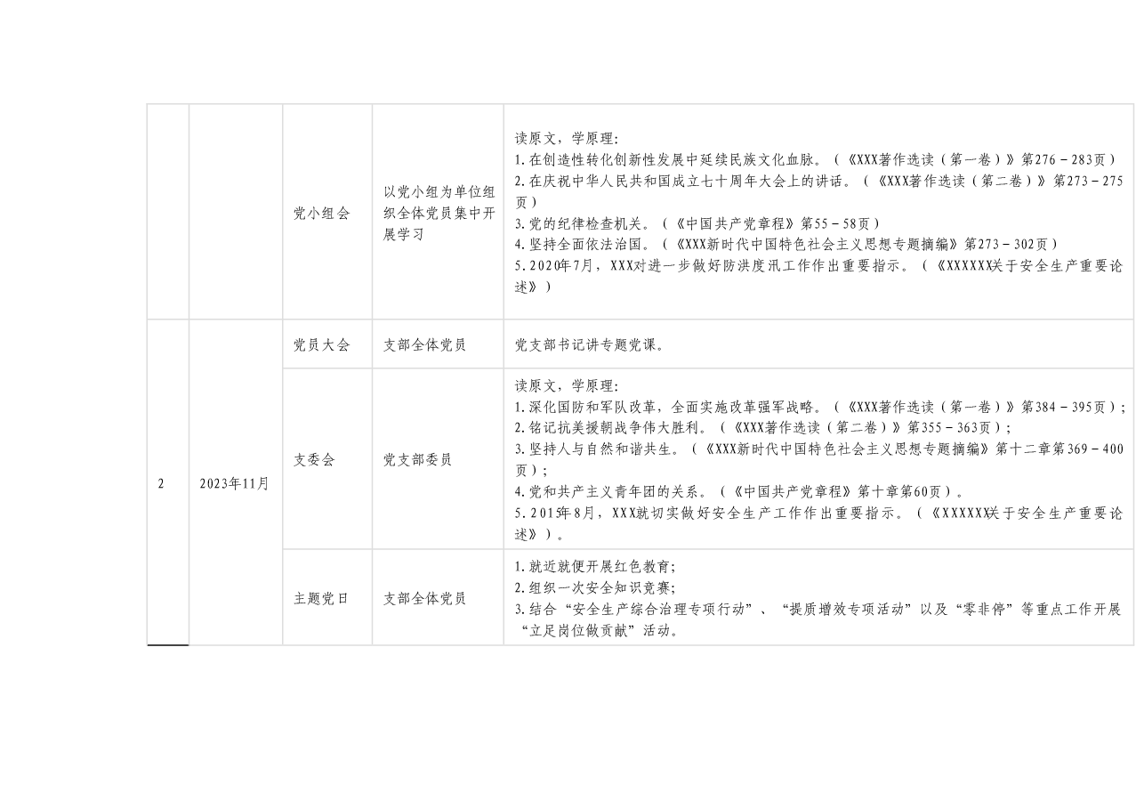 XXX党支部学习贯彻2023年主题教育学习计划.docx,第2页预览