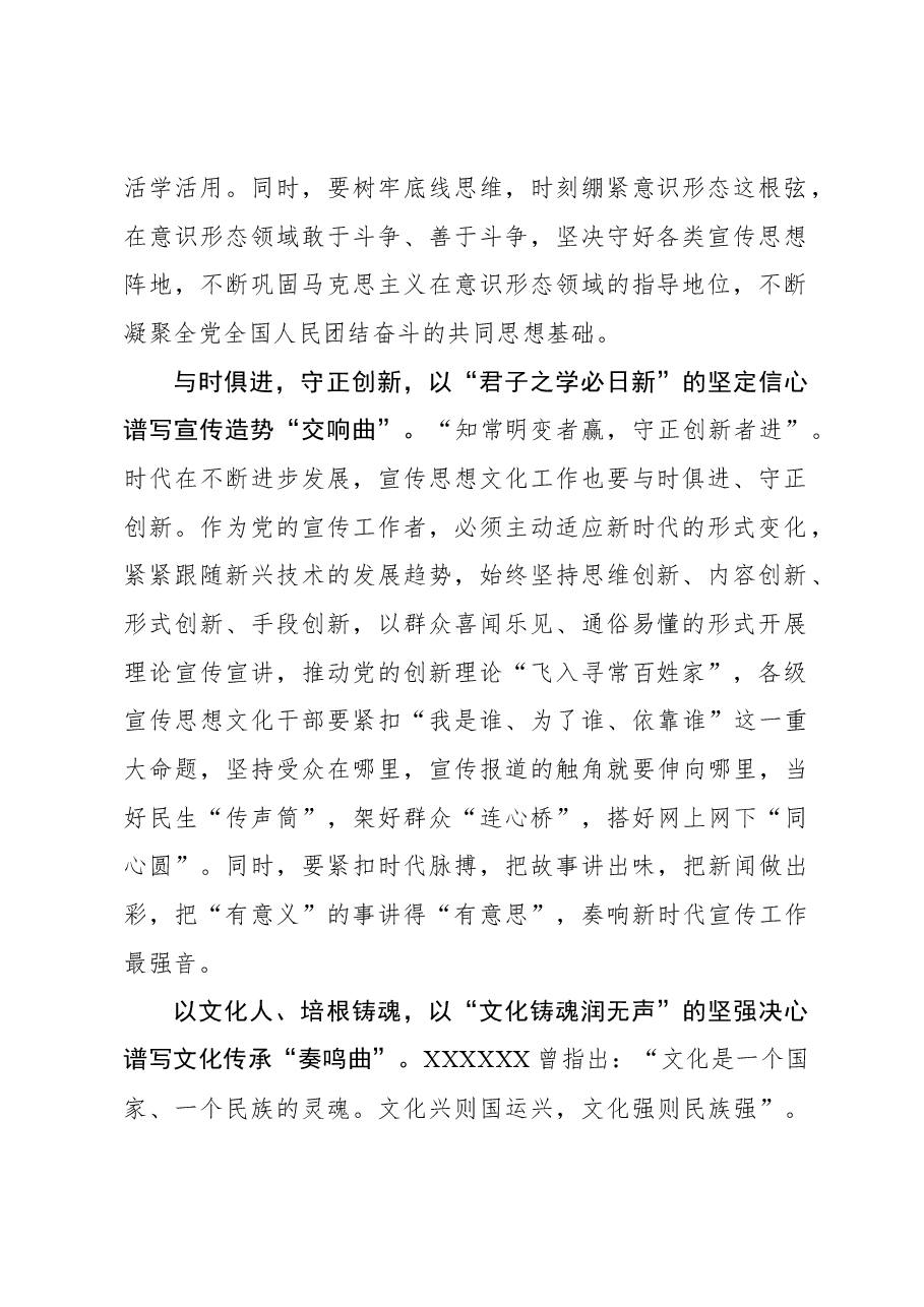 2023年主题教育心得体会:谱写“三部曲”奏响新时代宣传思想文化最强音.docx,第2页预览