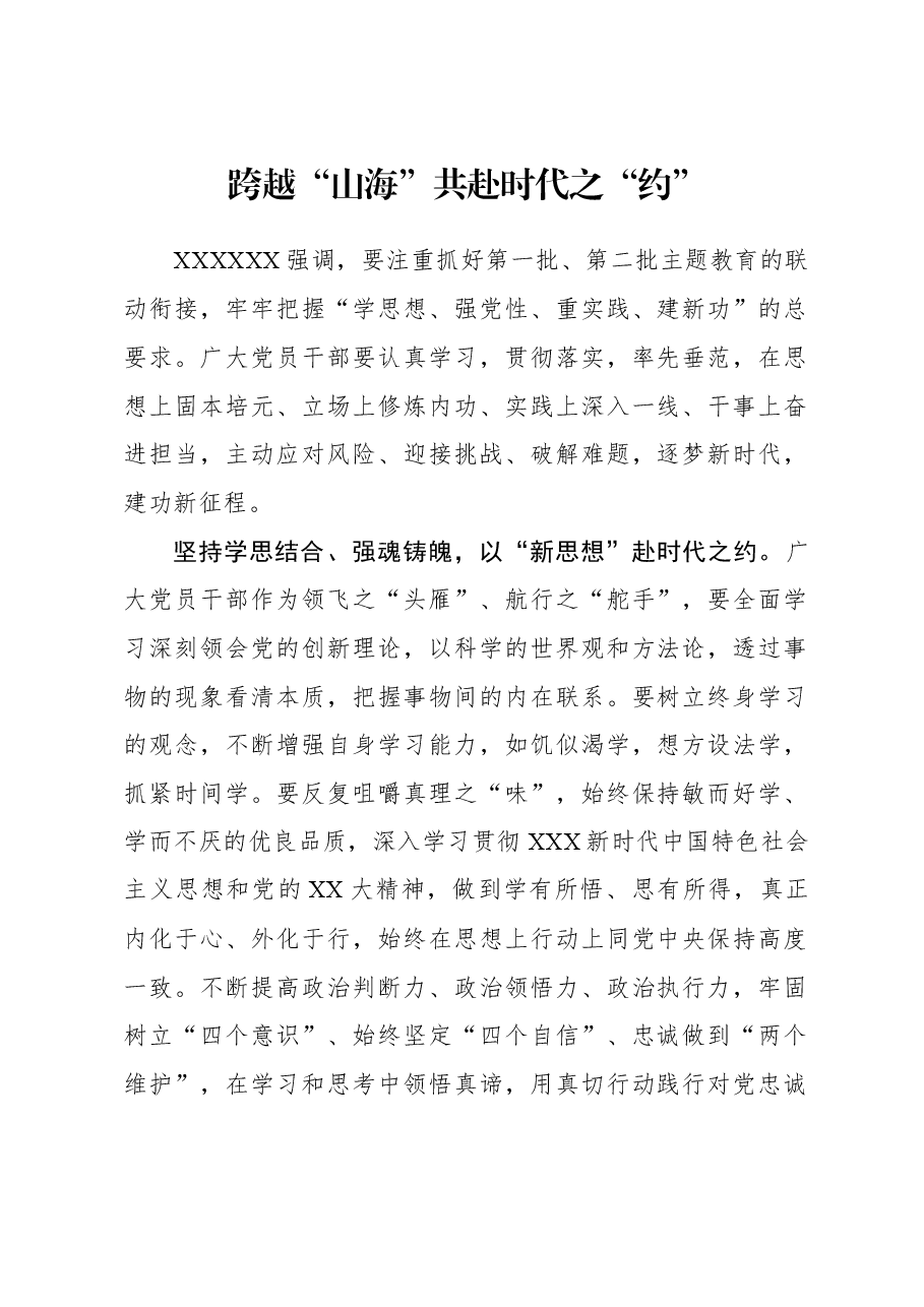 2023年主题教育心得体会:跨越“山海” 共赴时代之“约”.docx,第1页预览