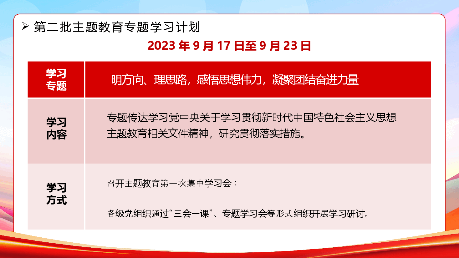 第二批主题教育学习计划PPT模板.pptx,第3页预览