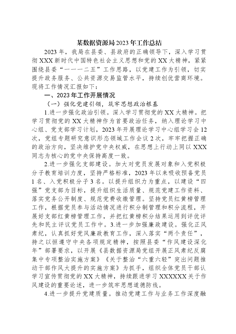 某数据资源局2023年工作总结.docx,第1页预览