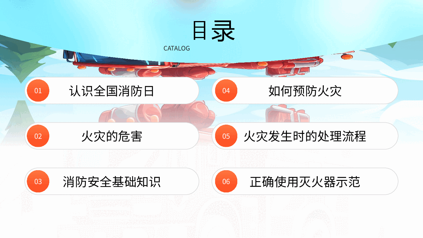 红色系2023年全国消防安全月消防演练学习实践活动PPT模板.pptx,第2页预览