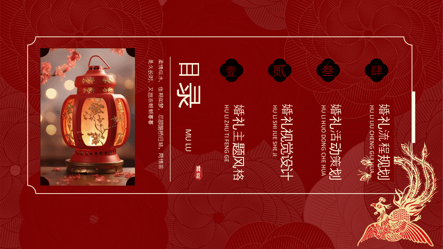 红色国风中式婚礼策划PPT模板.pptx，第2页预览