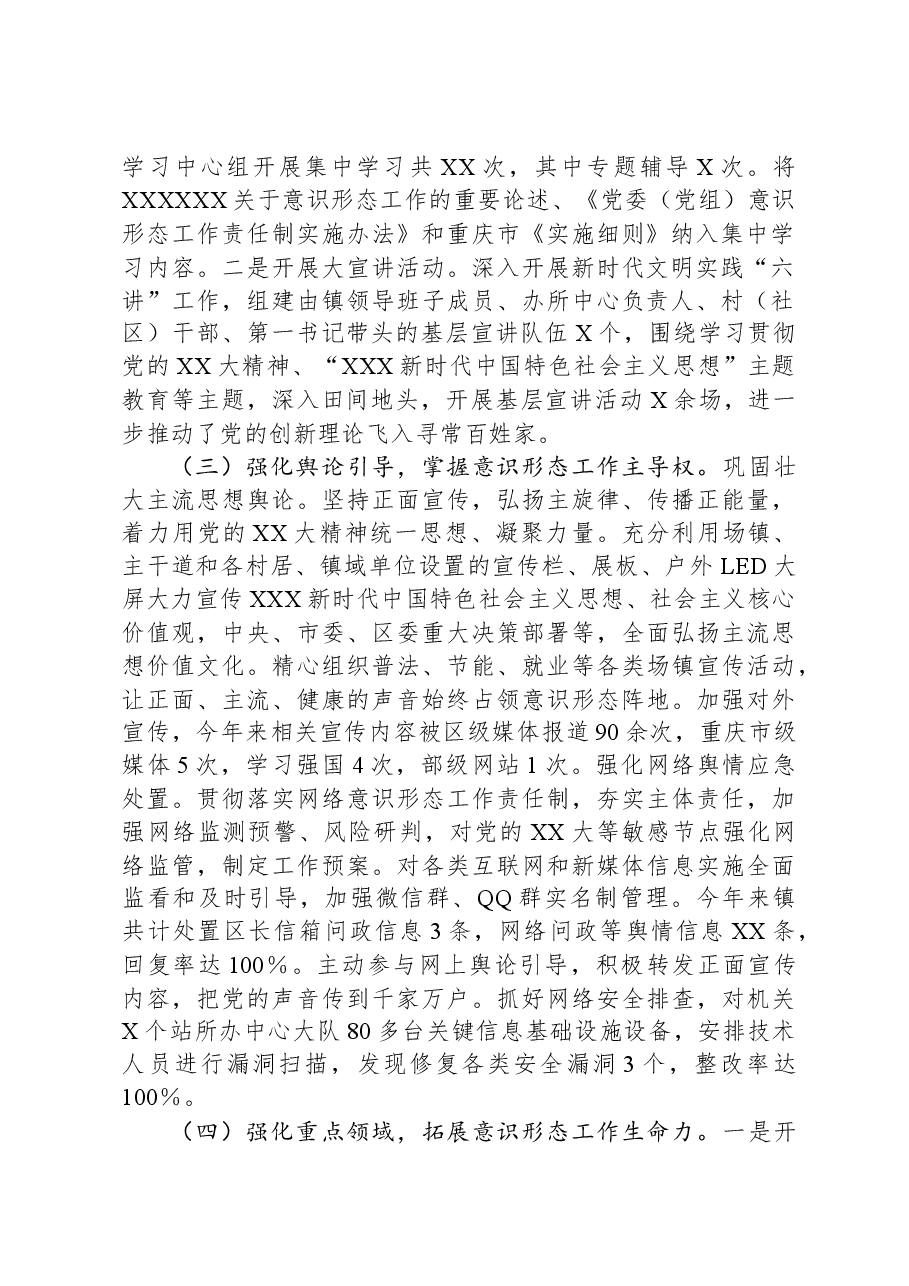 乡镇2023年度意识形态工作情况汇报.docx,第2页预览