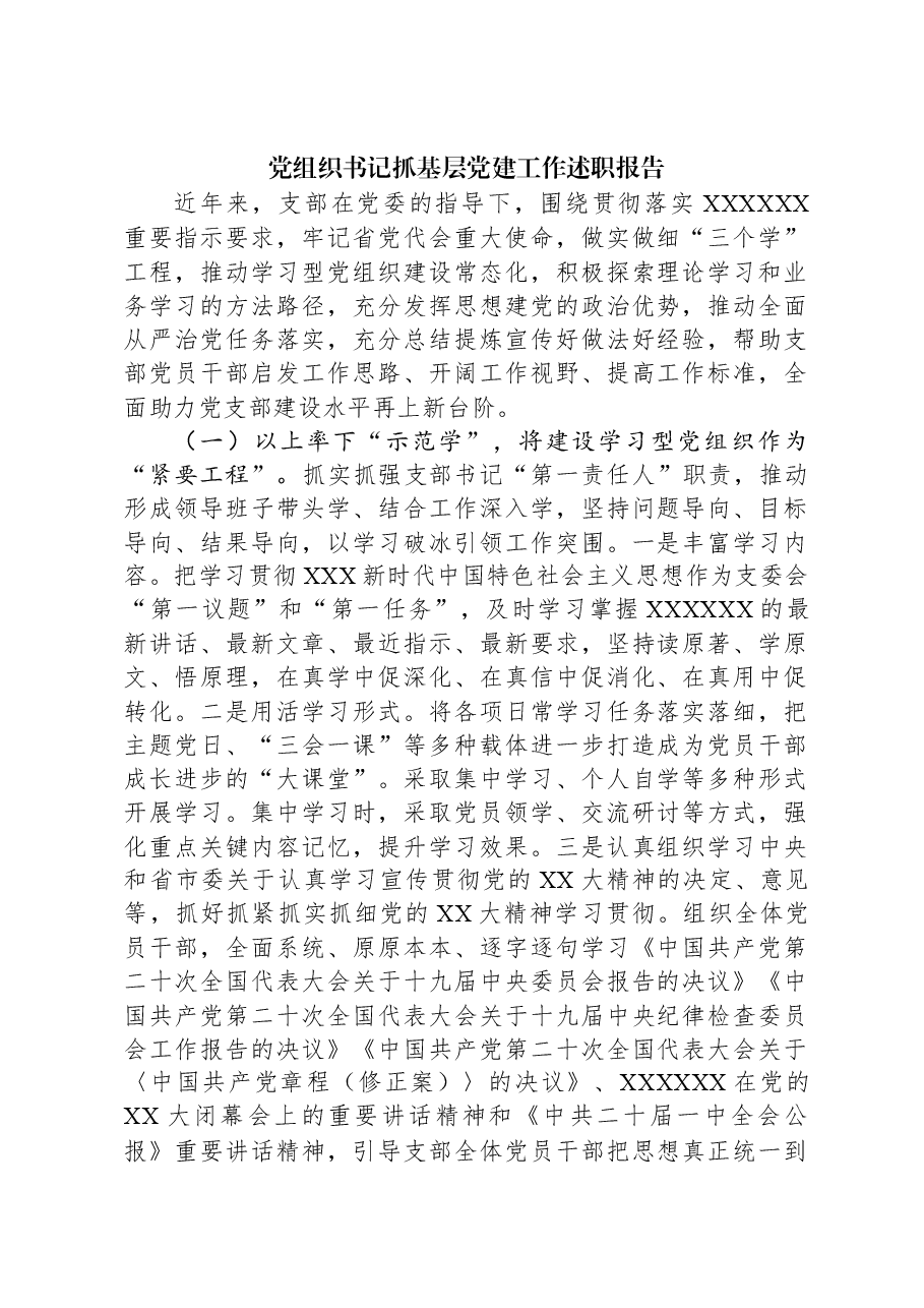2023年党组织书记抓基层党建工作述职报告.docx,第1页预览