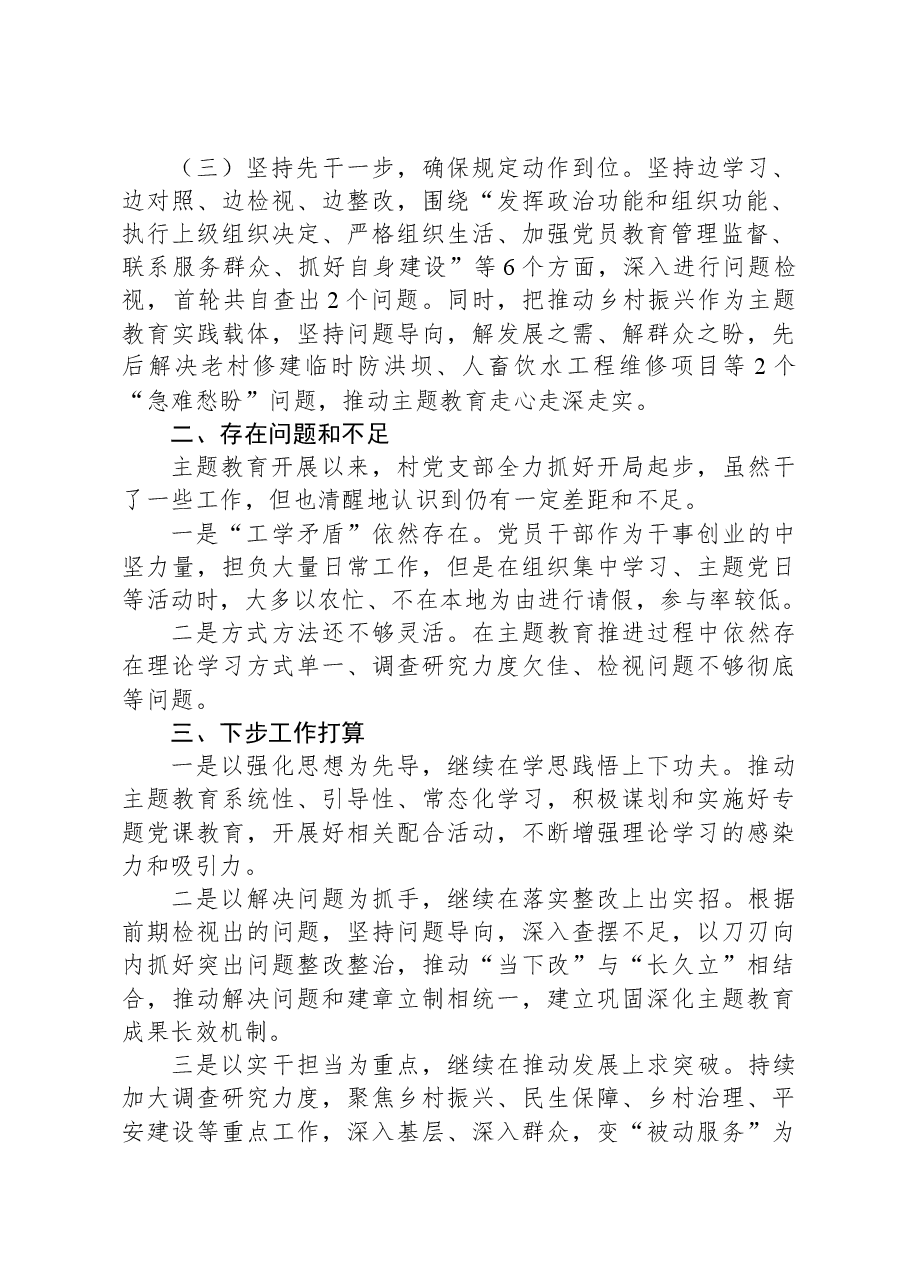 村党支部2023年主题教育开展情况汇报材料.docx,第2页预览