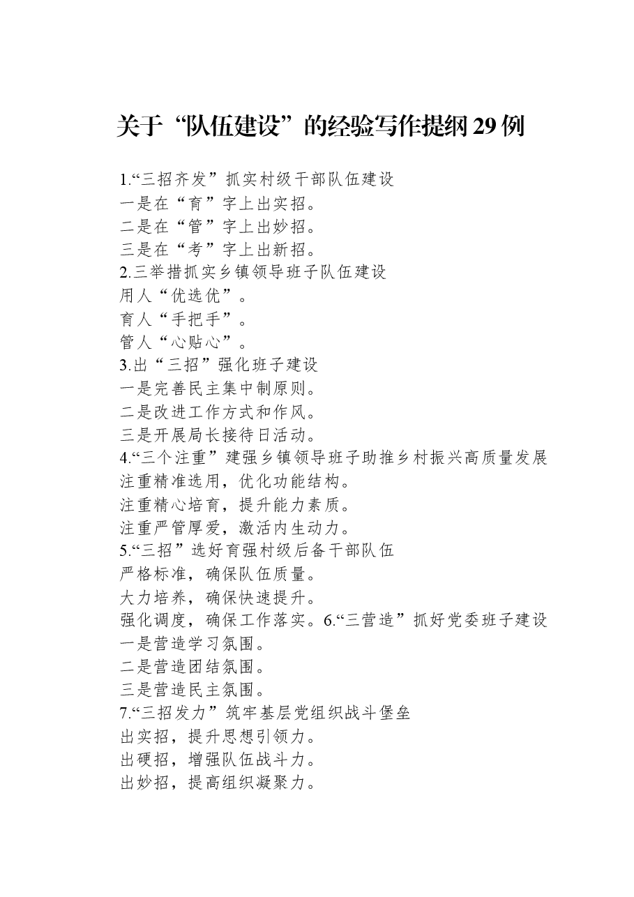 关于“队伍建设”的经验写作提纲29例.docx,第1页预览