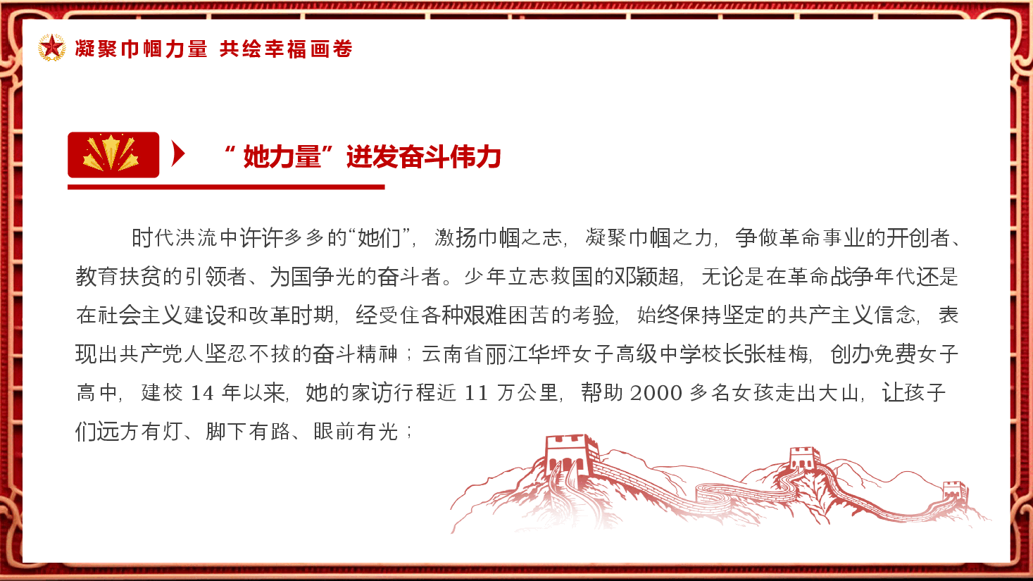 点赞“她风采”致敬“她力量”PPT党课.pptx，第3页预览
