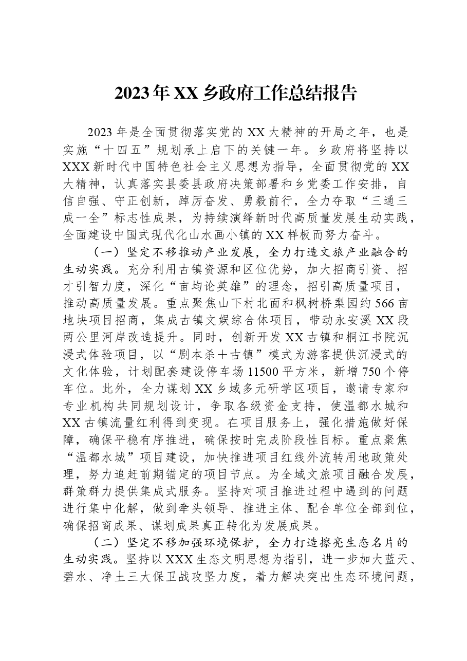 2023年XX乡政府工作总结报告.docx,第1页预览