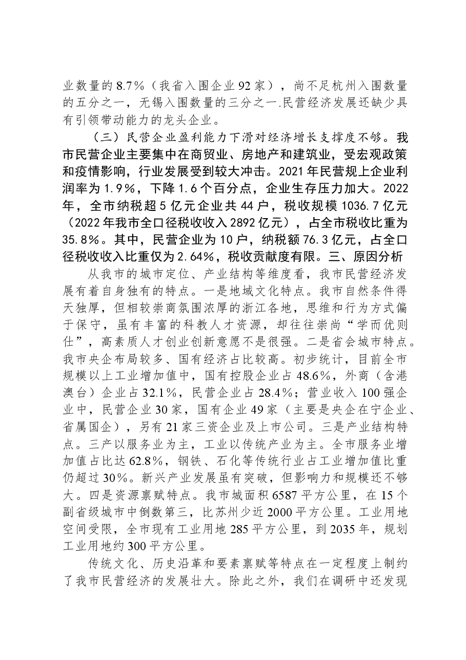 市关于民营经济发展情况的调研报告.docx,第3页预览