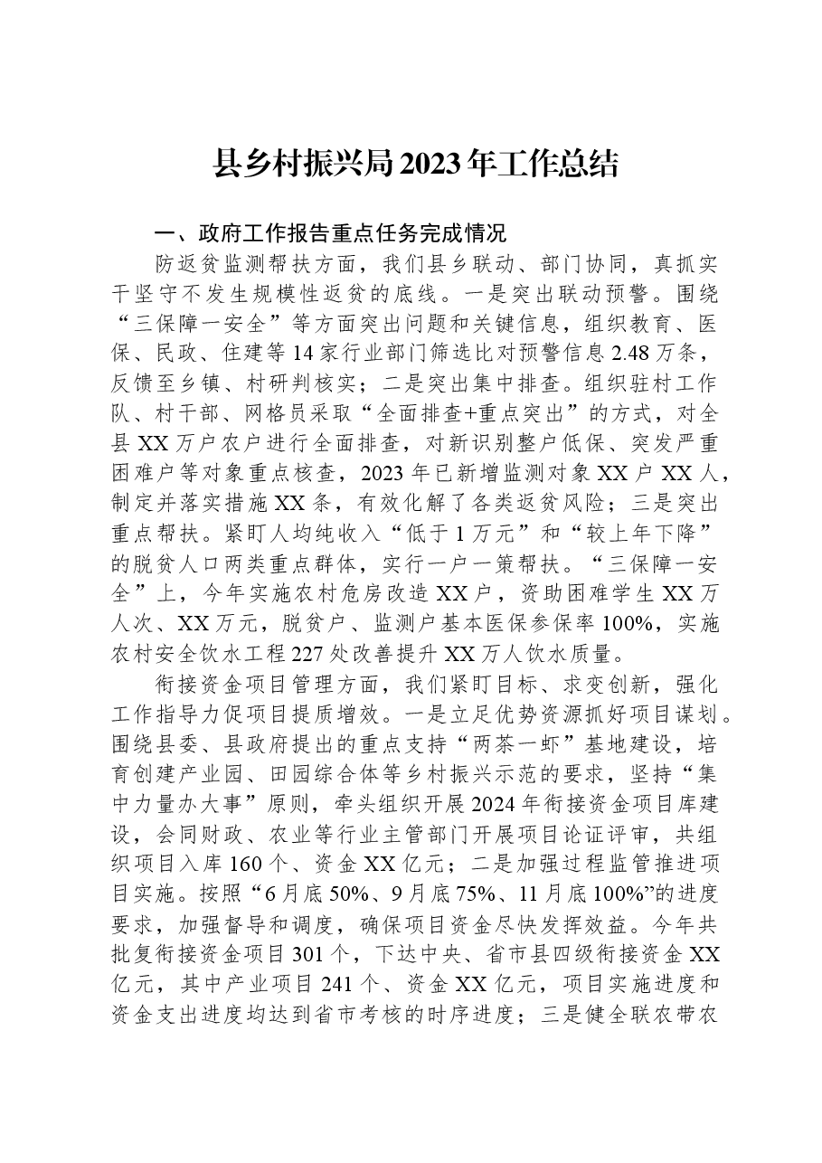 县乡村振兴局2023年工作总结.docx，第1页预览