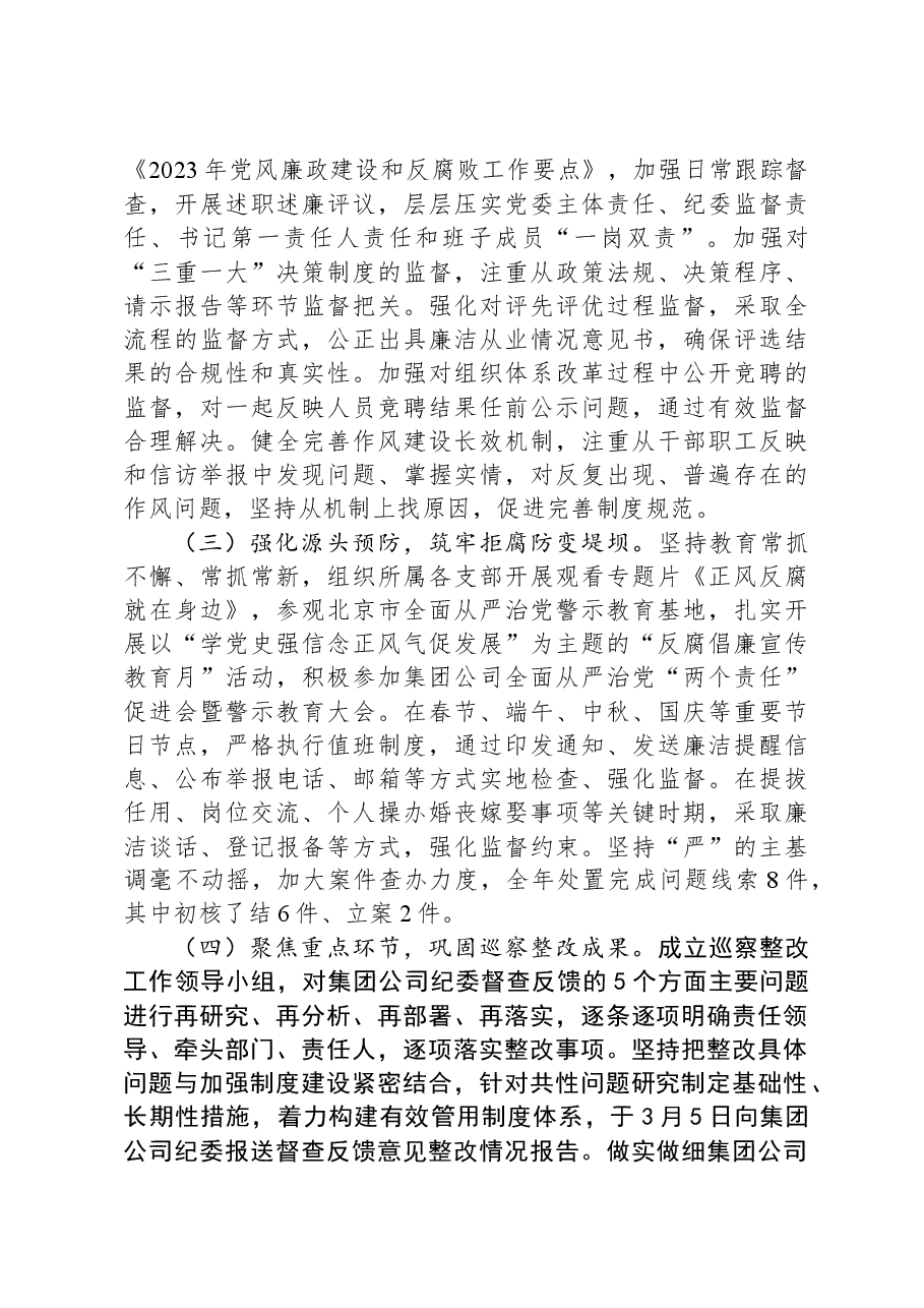 公司纪检工作2023年工作完成情况及2024年工作计划.docx,第2页预览