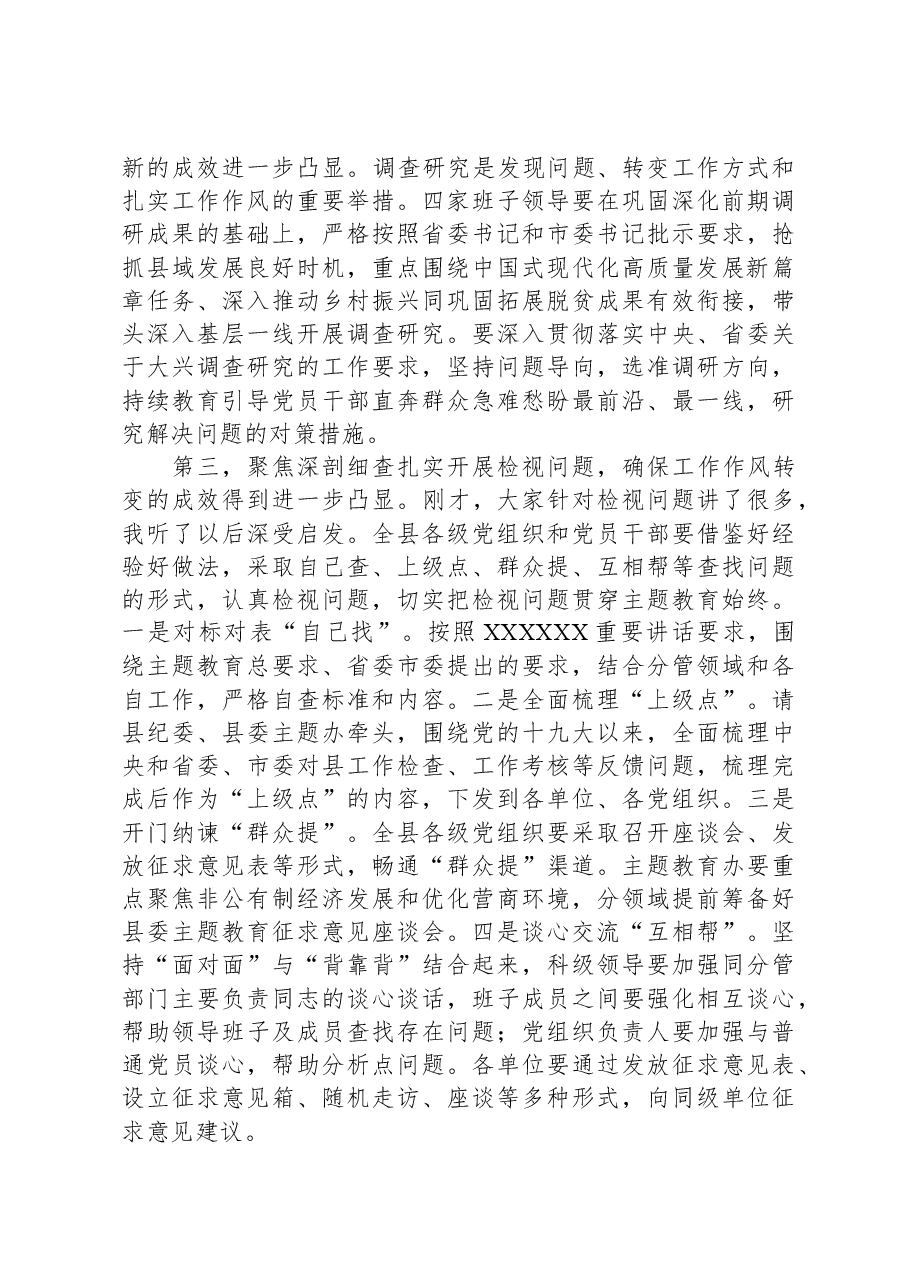 在县2023年主题教育集中学习研讨会上的总结讲话.docx,第2页预览