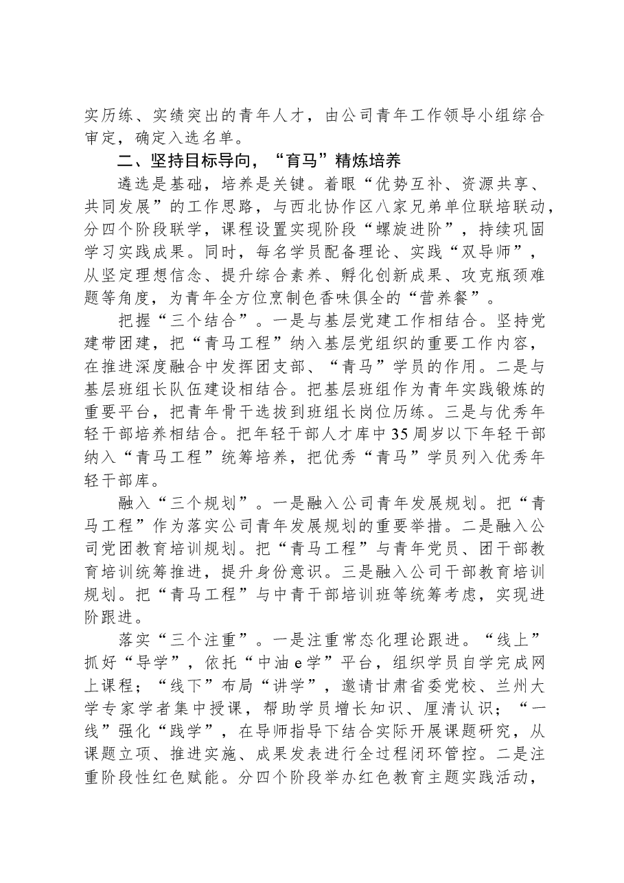 公司党委书记在集团“青马工程”推进表彰大会上的发言.docx,第2页预览