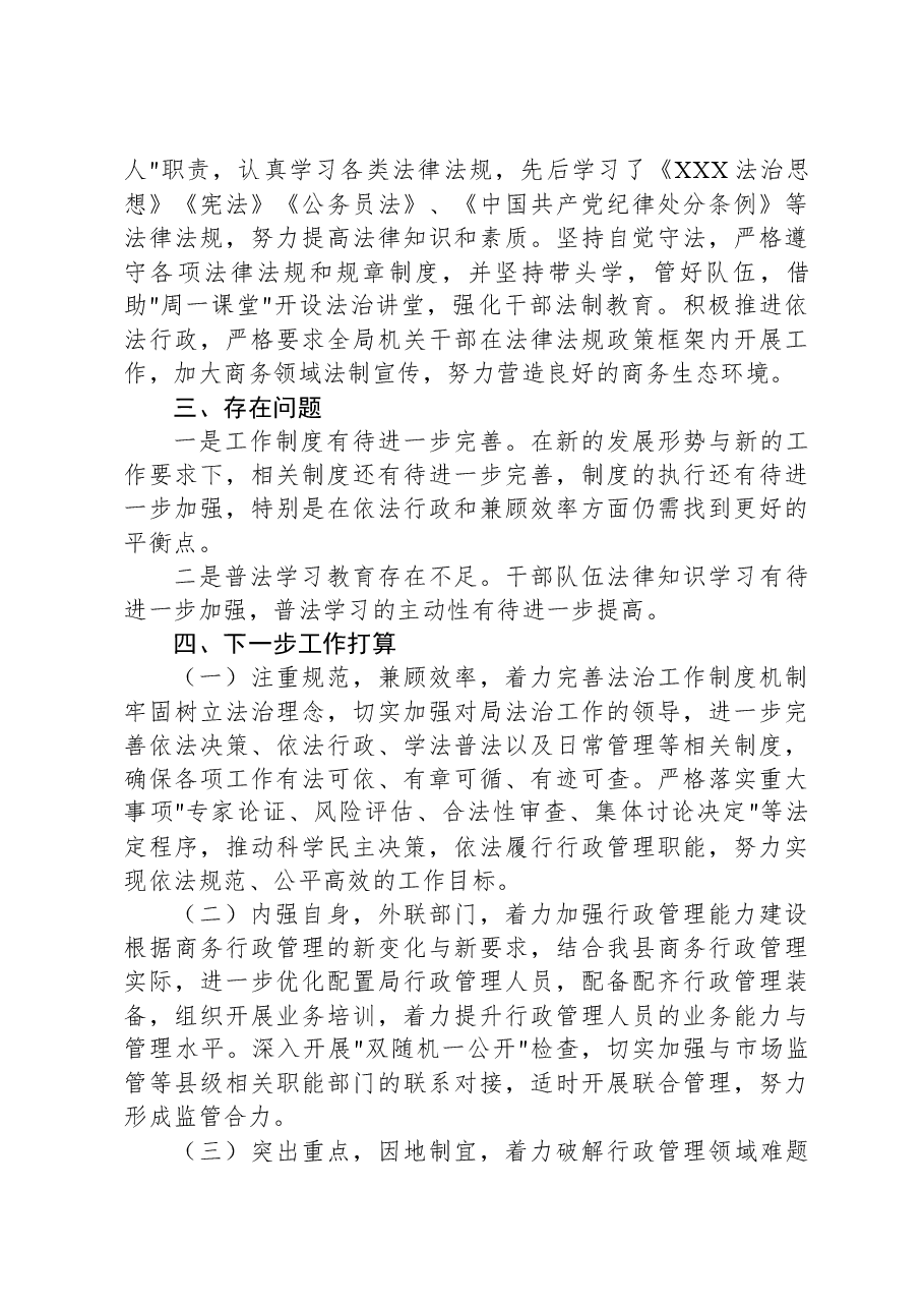 县商务局2023年度法治政府建设工作报告.docx，第3页预览
