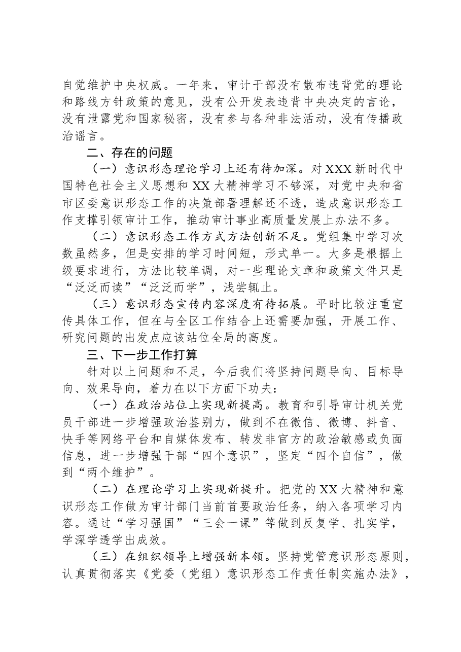 区审计局2023年意识形态工作总结.docx,第3页预览