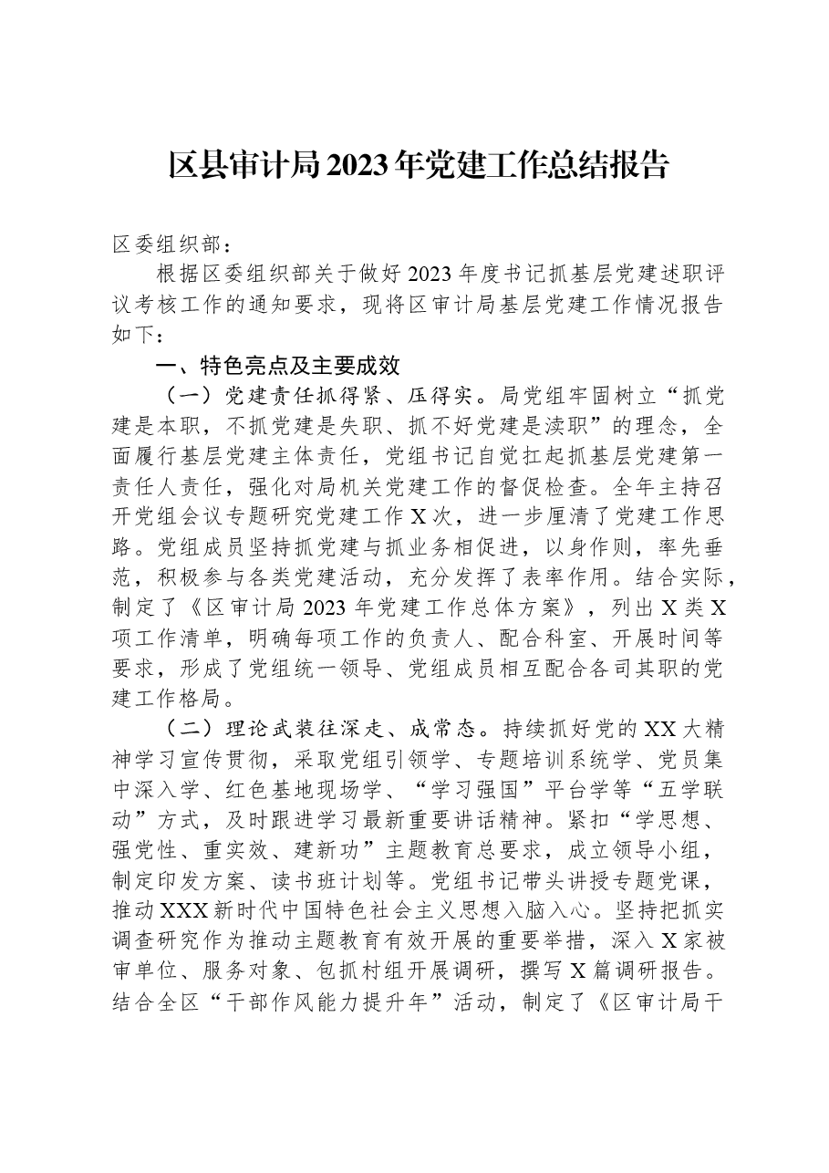区县审计局2023年党建工作总结报告.docx,第1页预览