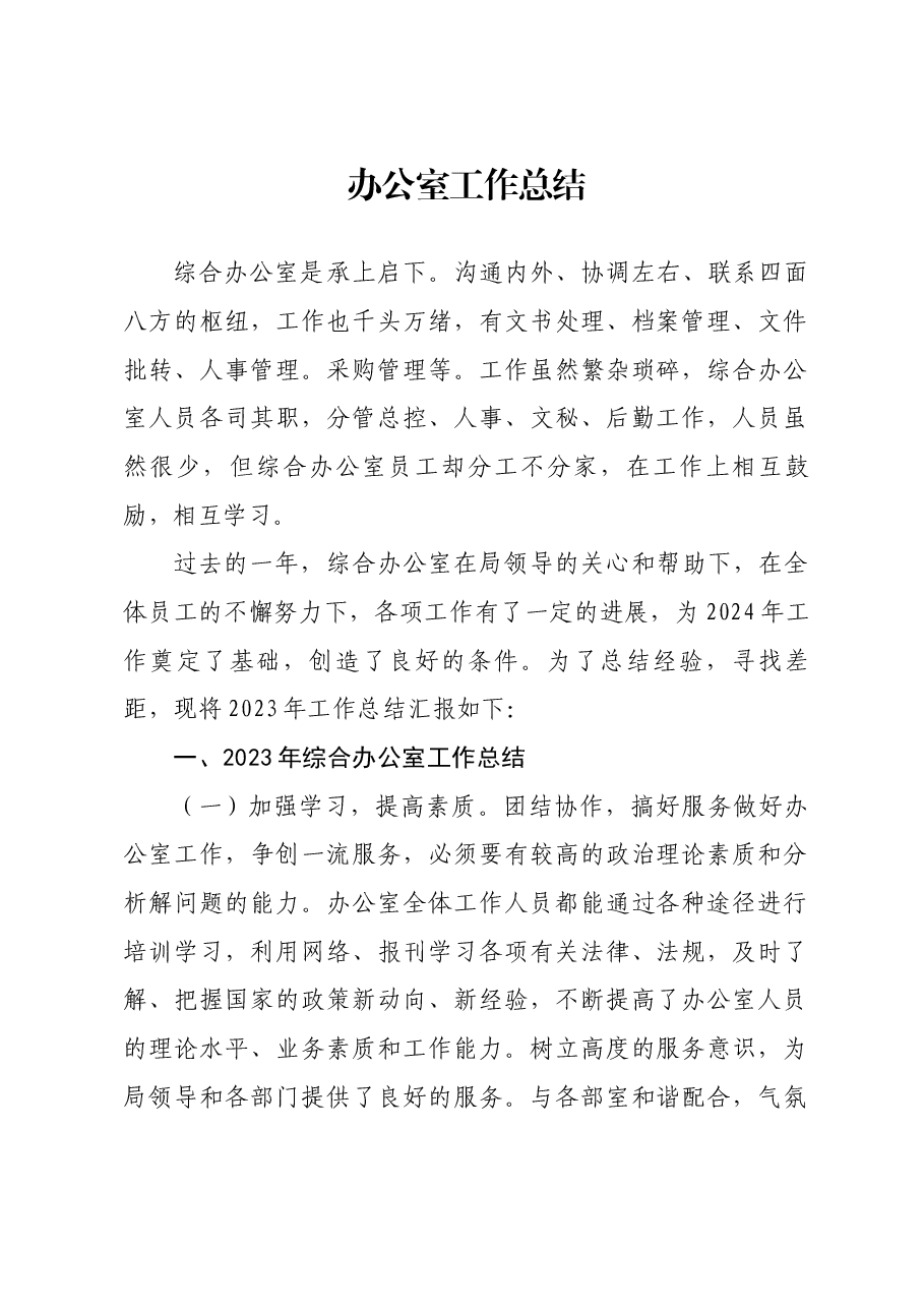 通用版办公室工作总结.docx,第1页预览