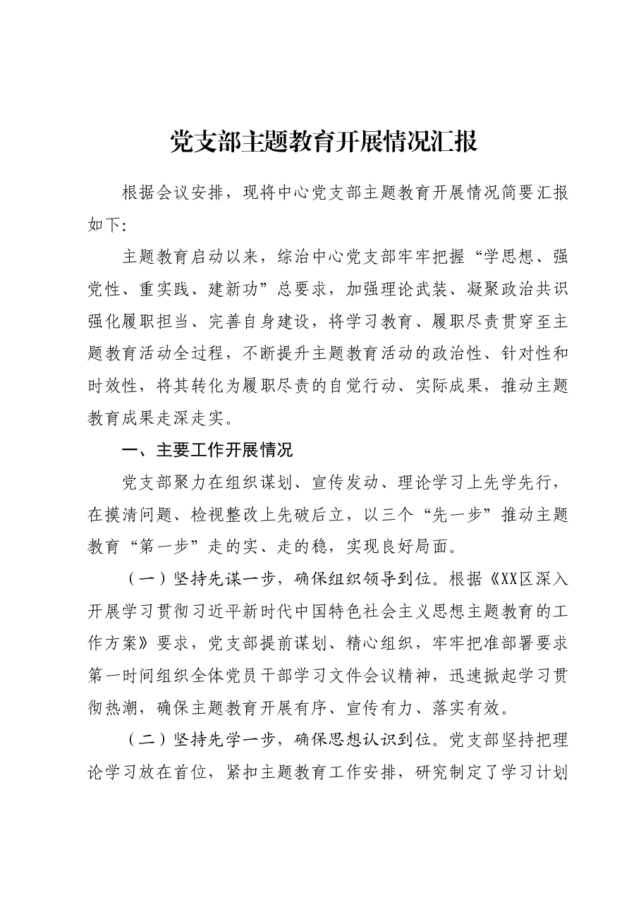 党支部主题教育开展情况汇报.docx,第1页预览