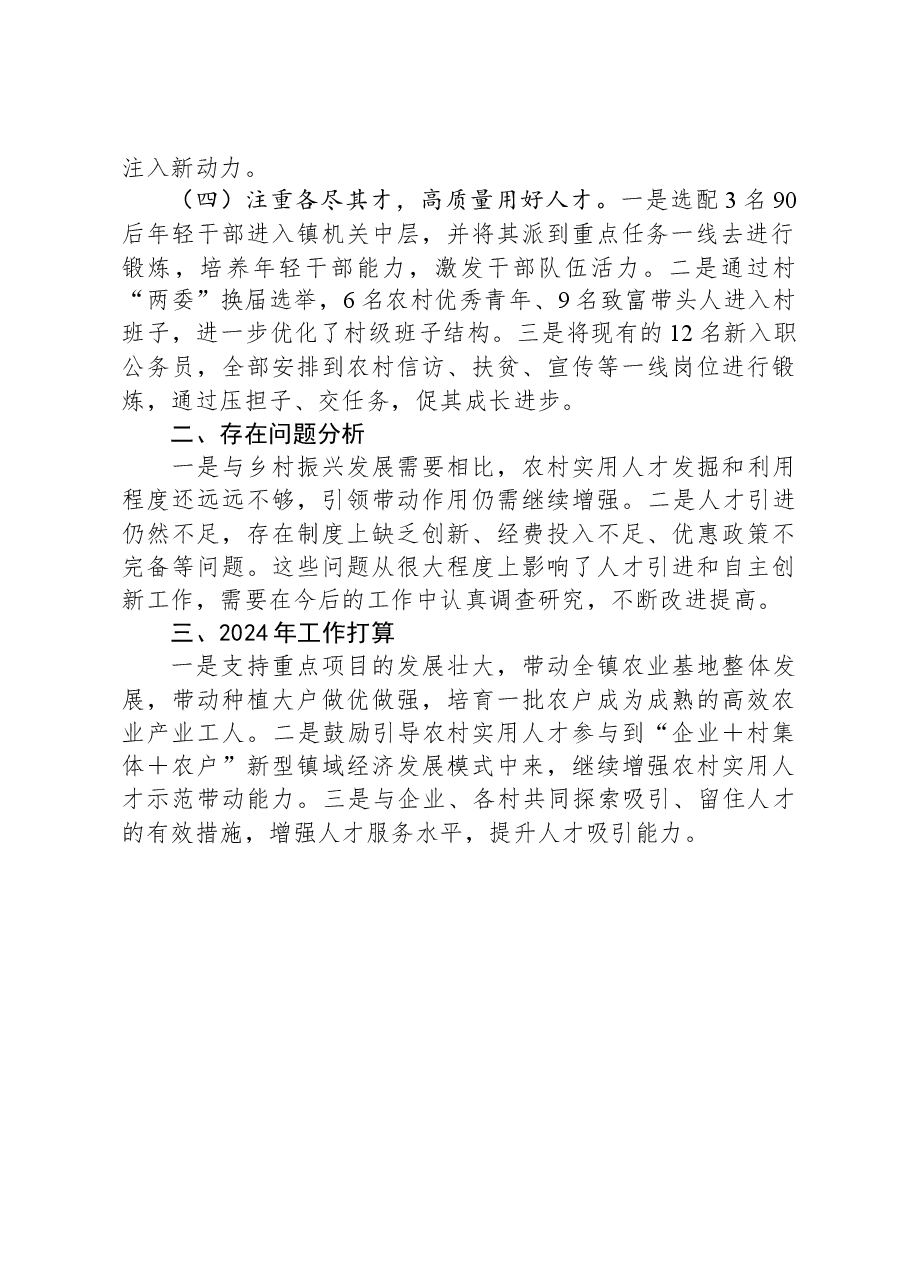 镇党委书记关于2023年度人才工作述职报告.docx，第2页预览