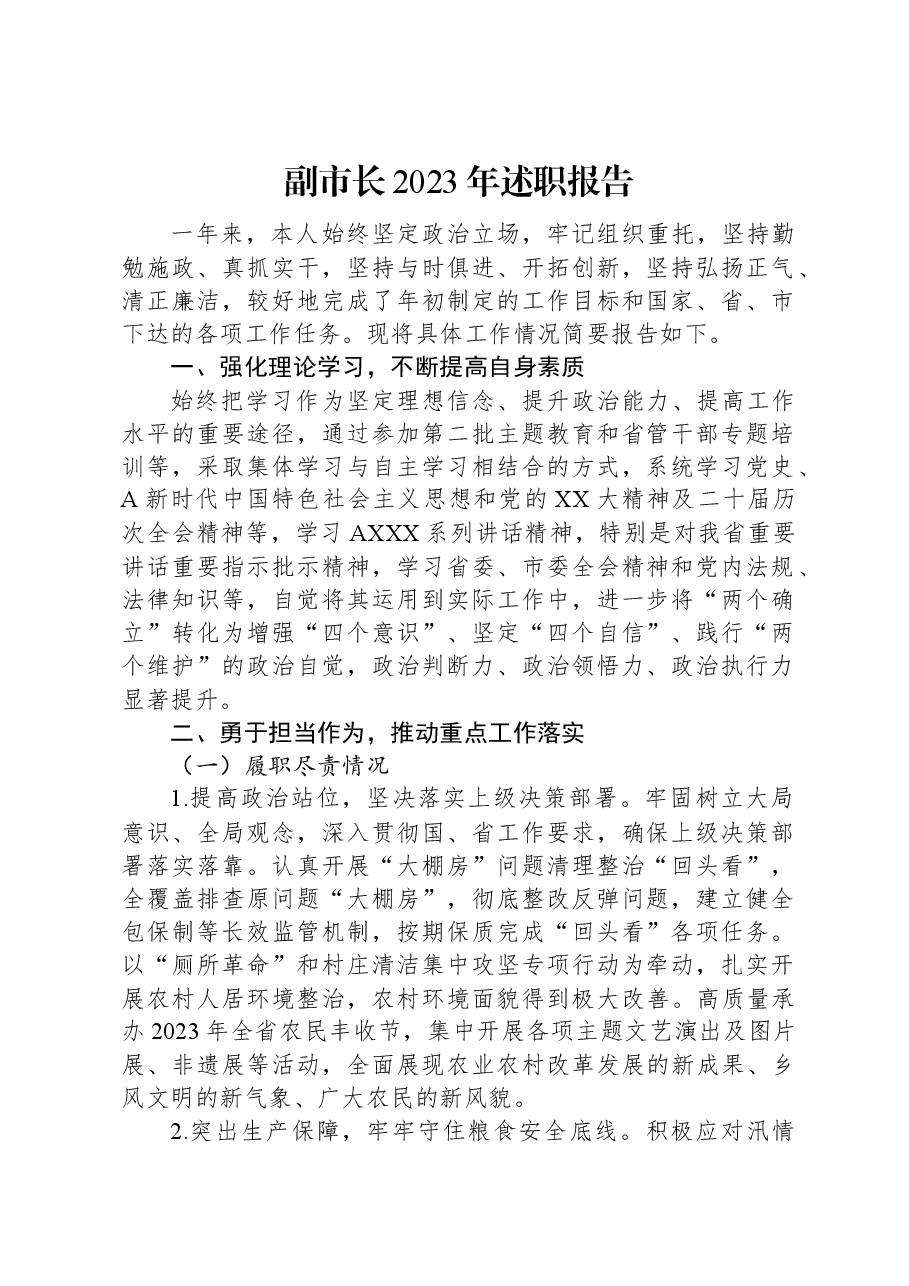 副市长2023年述职报告.docx,第1页预览