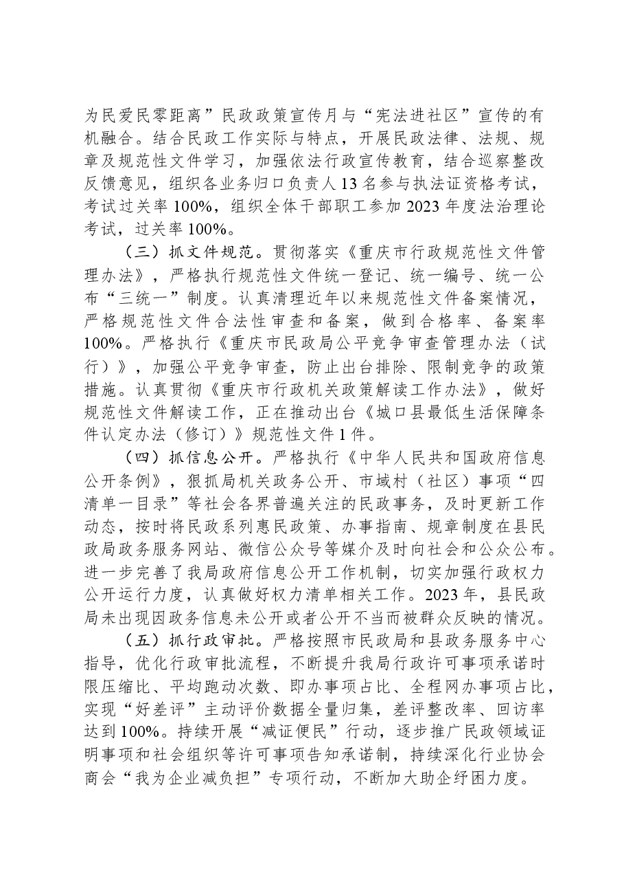 民政局2023年法治政府建设情况报告.docx，第2页预览