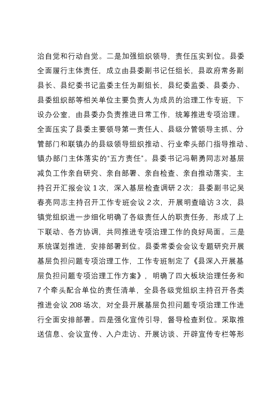 开展基层负担问题专项治理工作情况汇报.docx,第2页预览