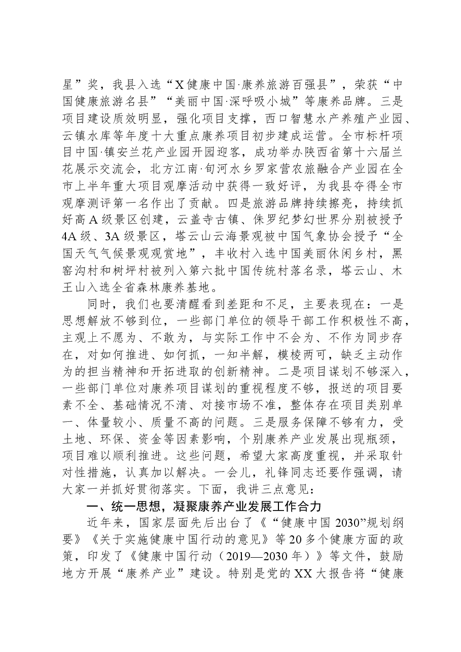 在全县康养产业发展推进会上的讲话.docx,第2页预览