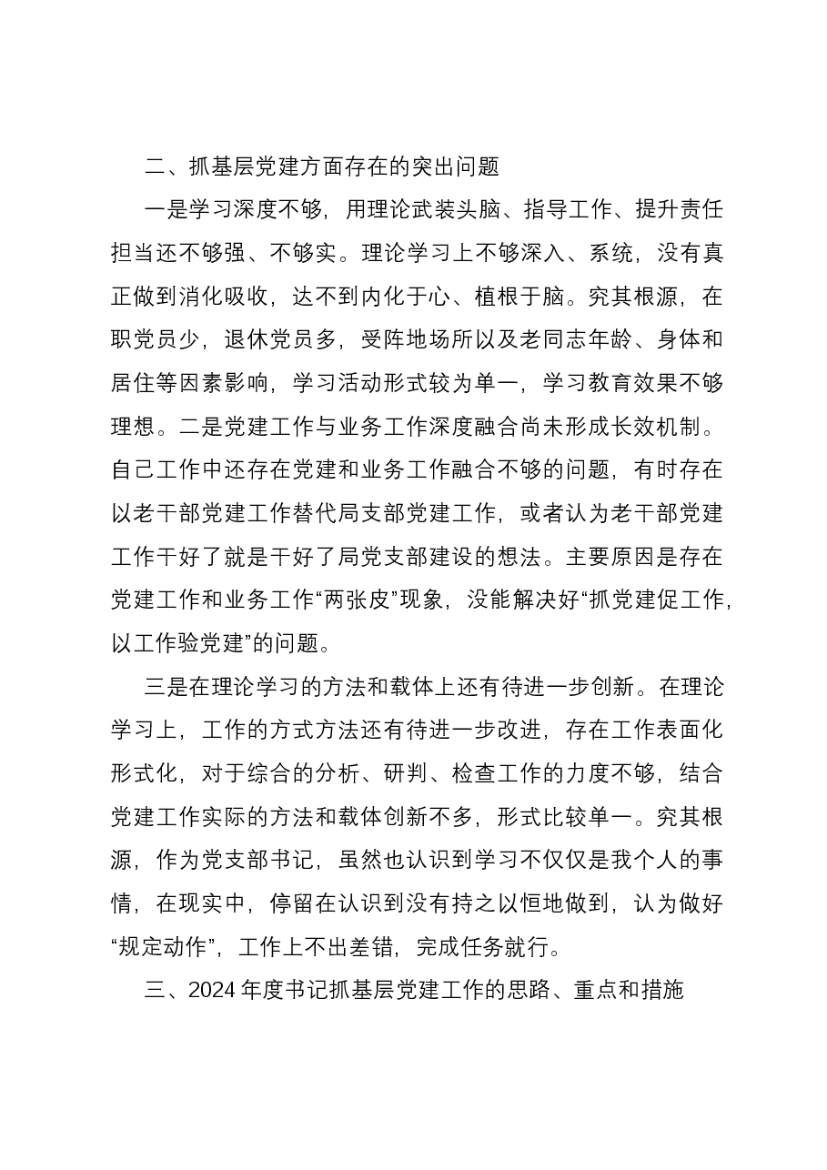 区委老干部局党支部书记抓基层党建工作述职报告.docx,第3页预览