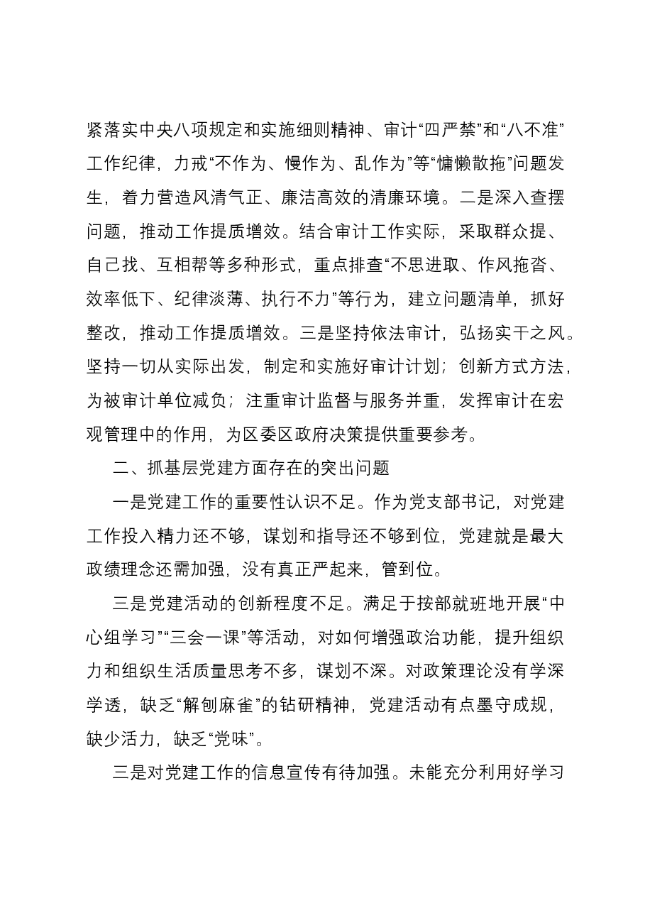 区审计局党支部书记抓基层党建工作述职报告.docx,第3页预览