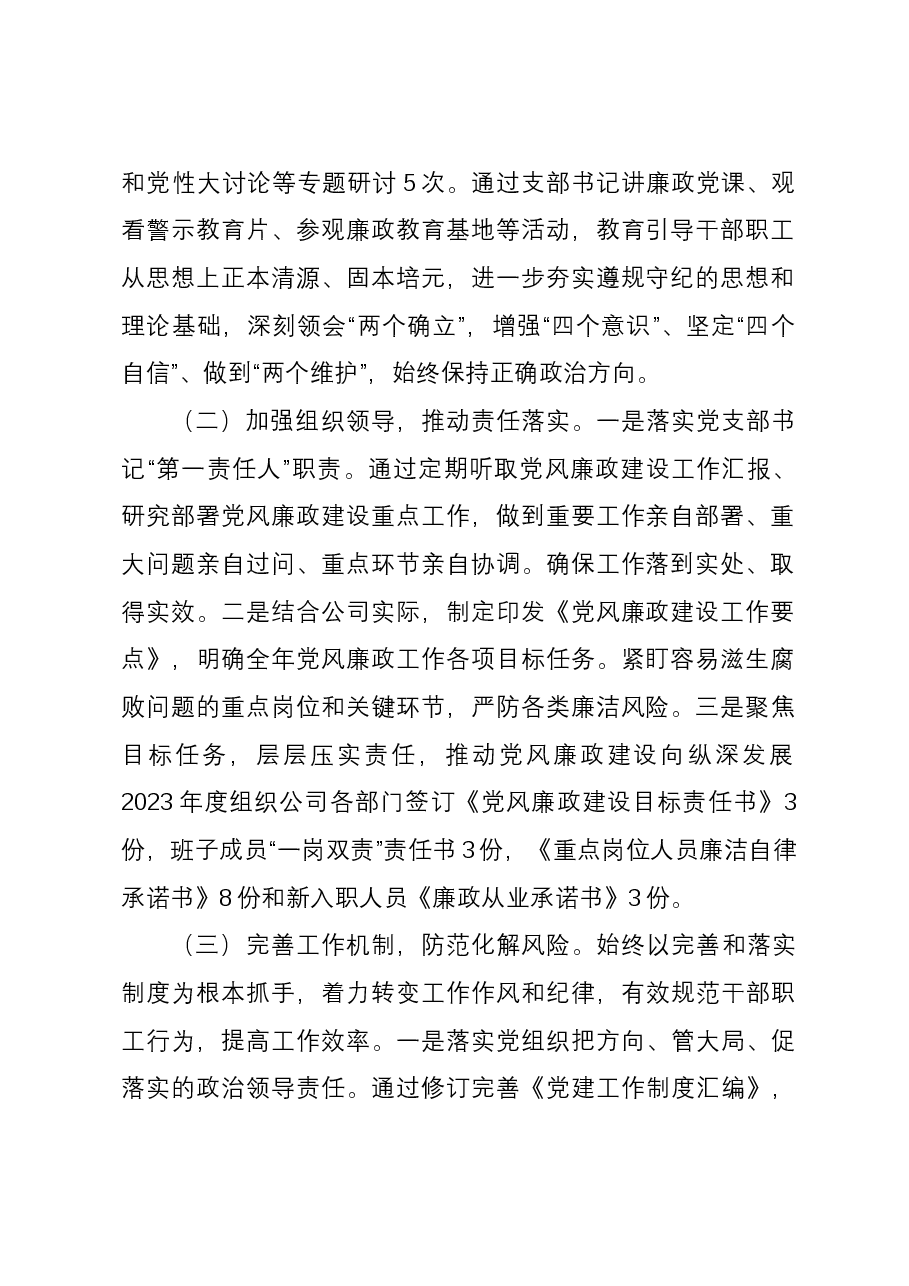 2023年度落实全面从严治党工作总结.docx,第2页预览