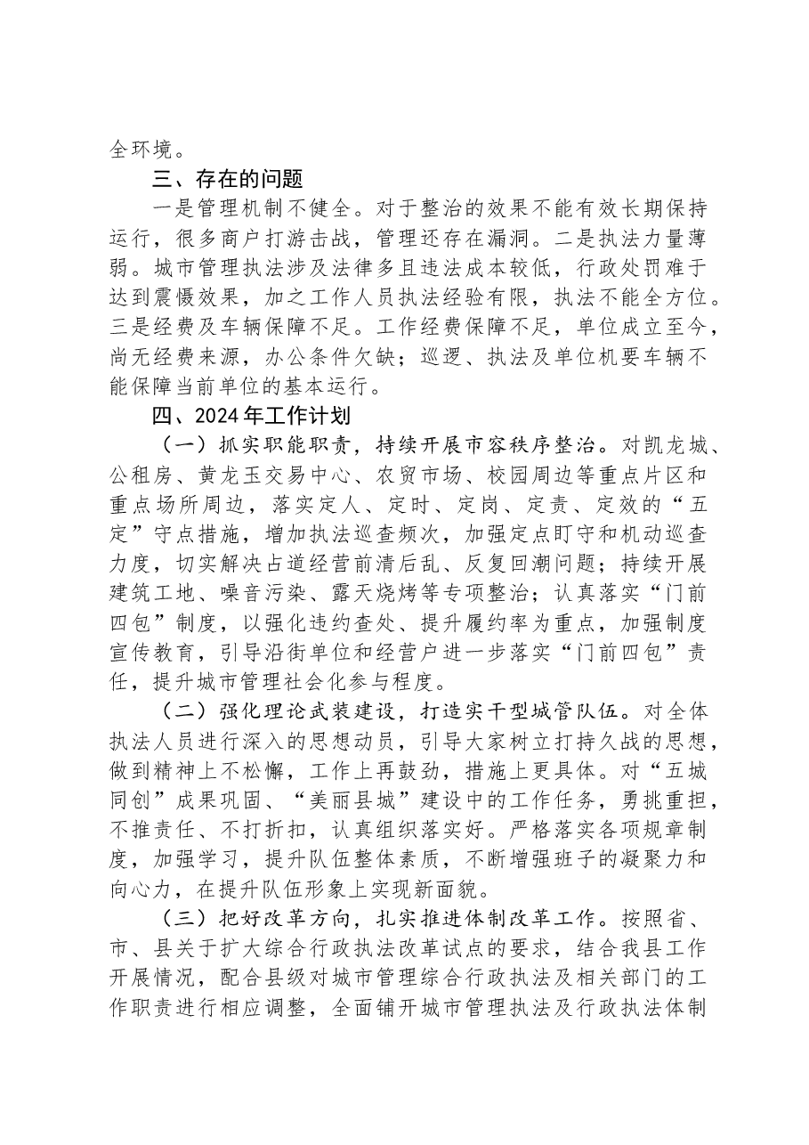 县城市管理综合行政执法局2023年工作总结和2024年工作计划.docx,第4页预览