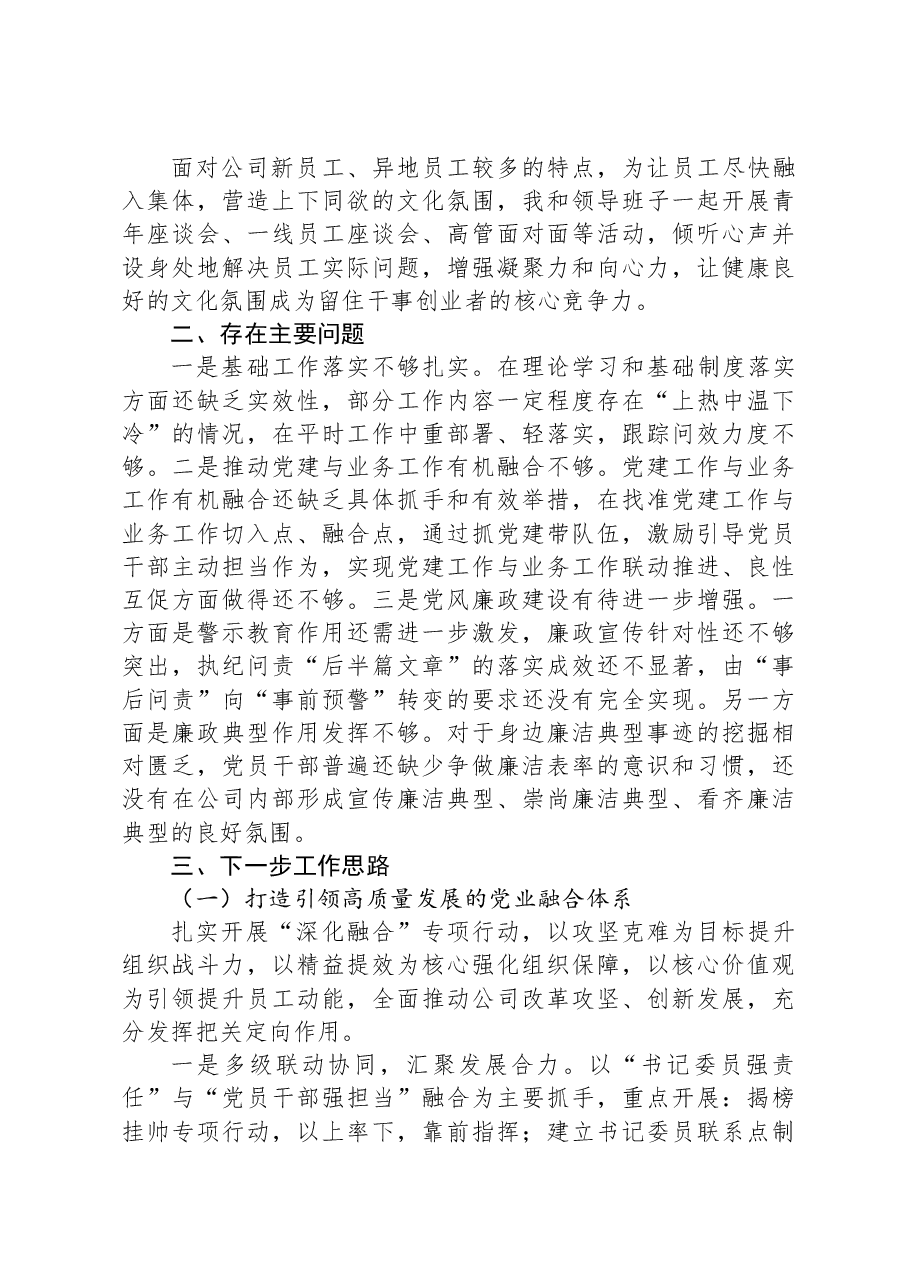 2023年国有企业党组织书记抓基层党建工作述职报告.docx,第3页预览
