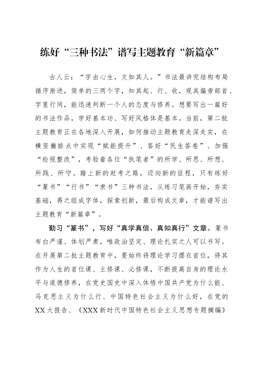 心得体会:练好“三种书法”谱写主题教育“新篇章”.docx,第1页预览